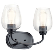 Valserrano 15" 2-Light Bath Vanity Light, Black Finish, Clear Seeded Glass - Bees Lighting