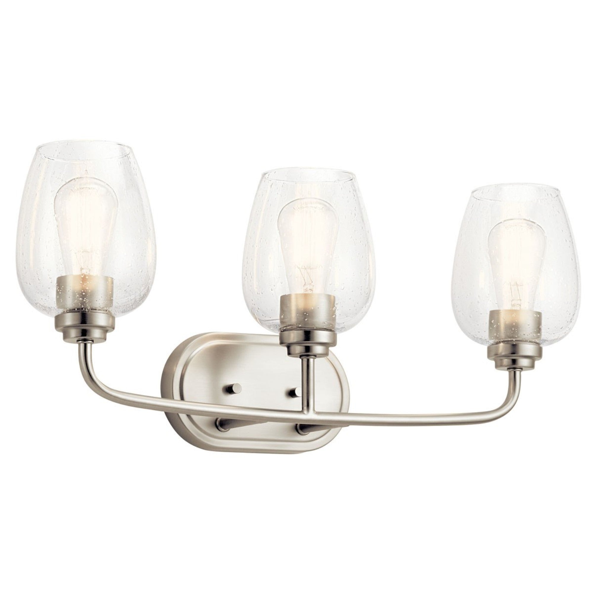 Valserrano 24" 3-Light Bath Vanity Light, Brushed Nickel Finish, Clear Seeded Glass - Bees Lighting
