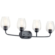Valserrano 34" 4-Light Bath Vanity Light, Black Finish, Clear Seeded Glass - Bees Lighting