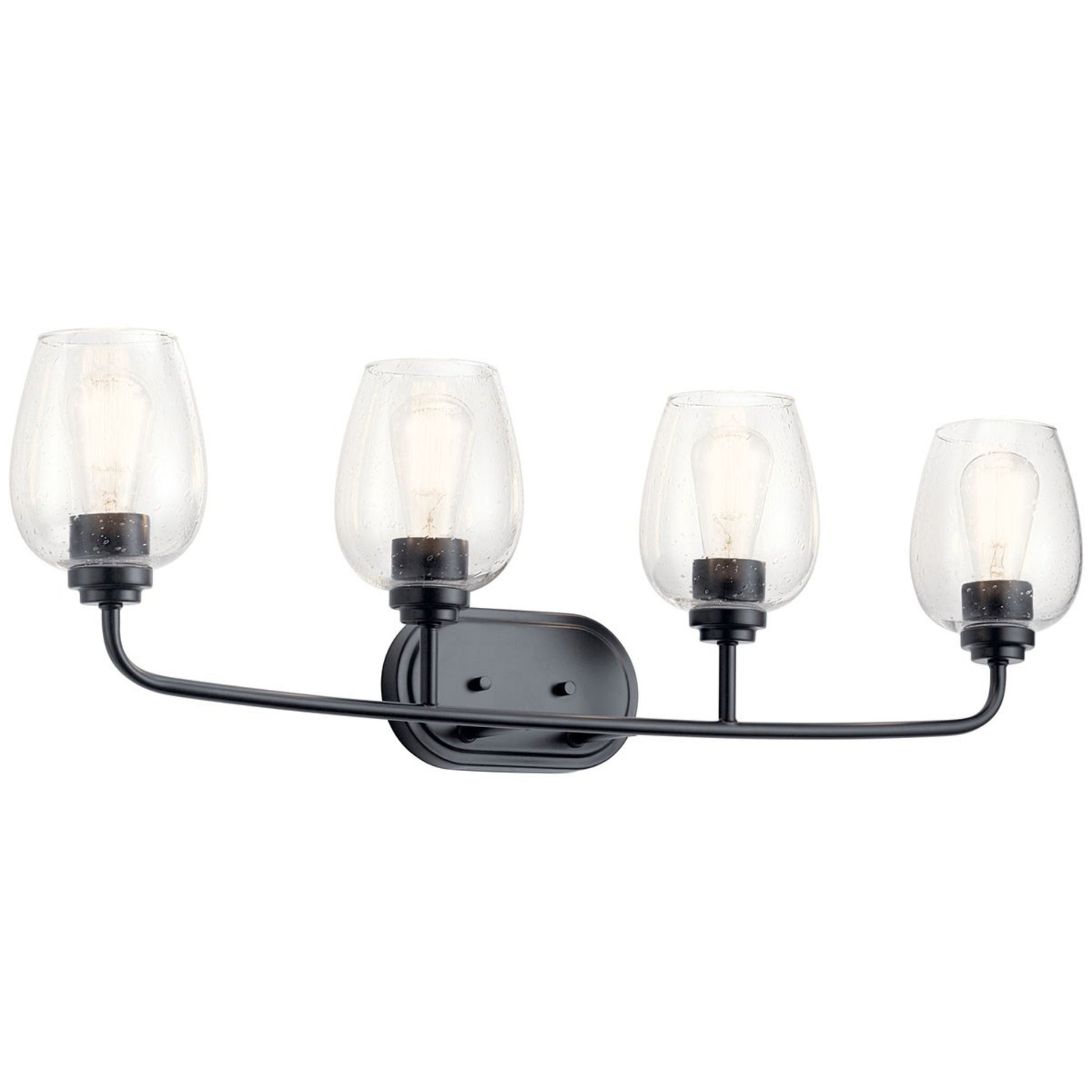 Valserrano 34" 4-Light Bath Vanity Light, Black Finish, Clear Seeded Glass - Bees Lighting