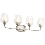 Valserrano 34" 4-Light Bath Vanity Light, Brushed Nickel Finish, Clear Seeded Glass - Bees Lighting