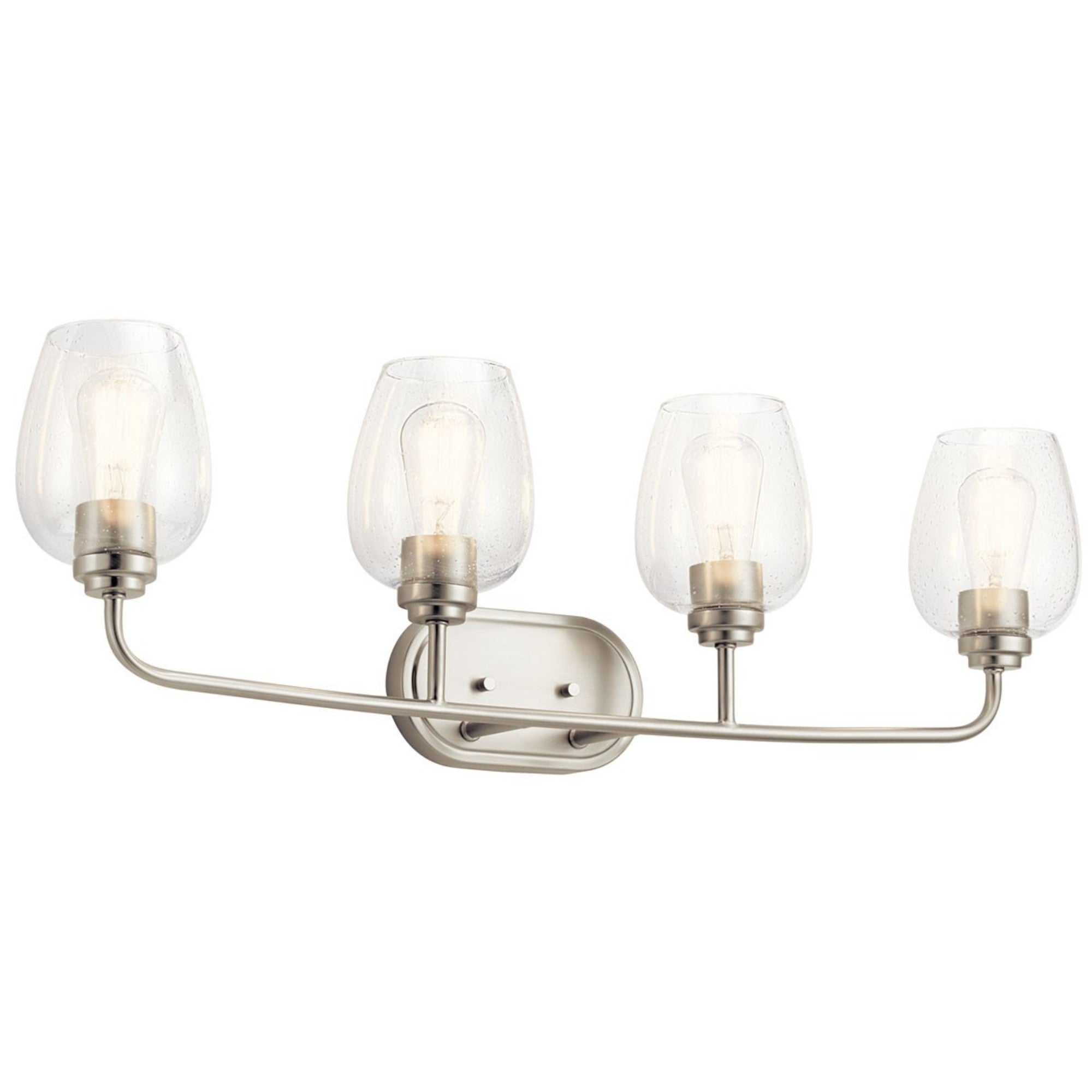 Valserrano 34" 4-Light Bath Vanity Light, Brushed Nickel Finish, Clear Seeded Glass - Bees Lighting