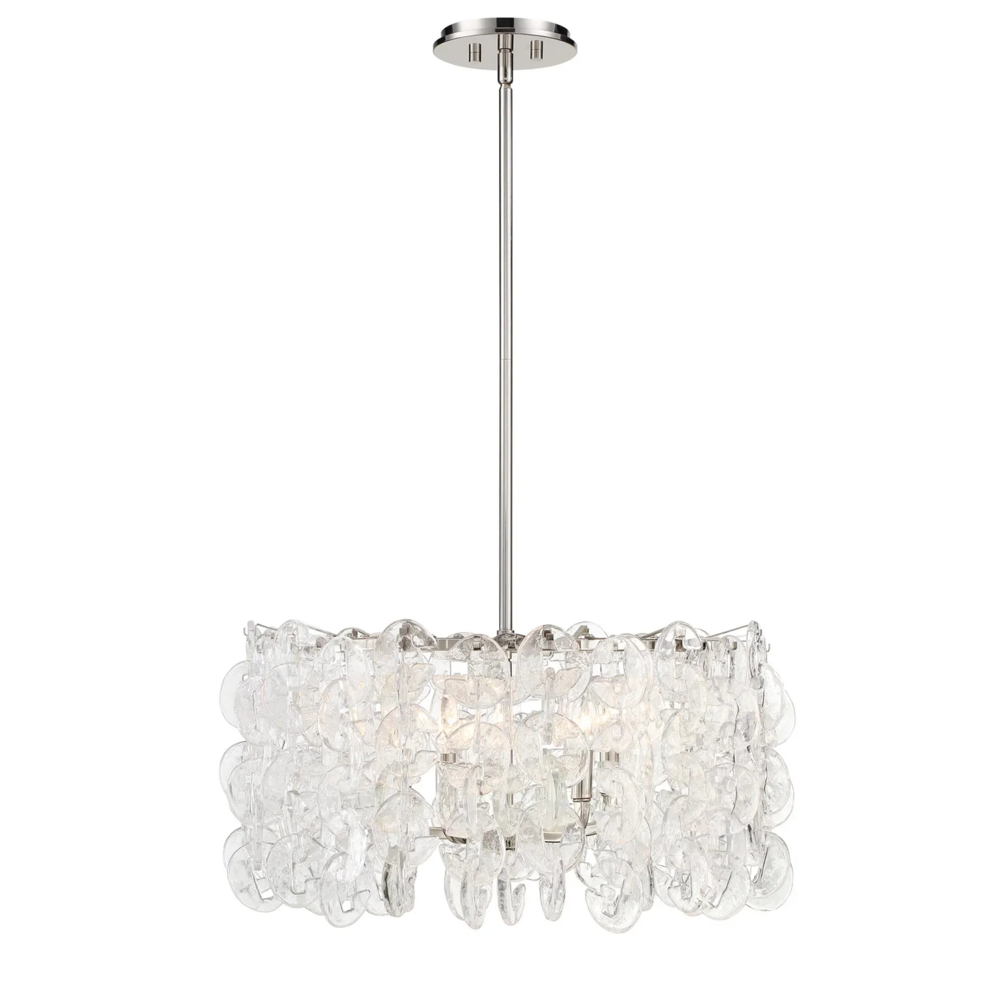 Taffinoe 25" 5-Light Pendant, Polished Nickel Finish - Bees Lighting