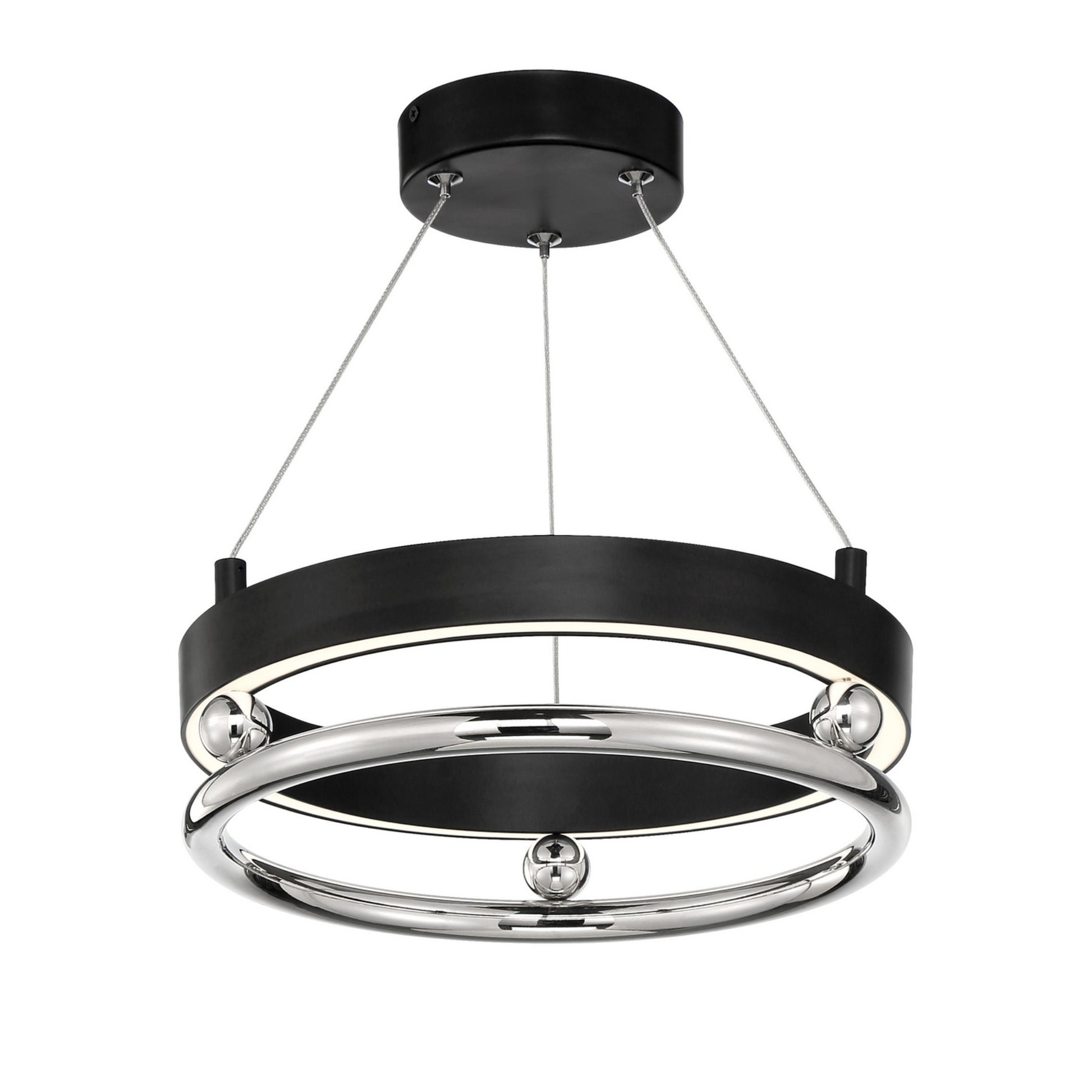 Grande Illusion 13" LED Semi-Flush Mount, Coal & Polished Nickel Highlights - Bees Lighting