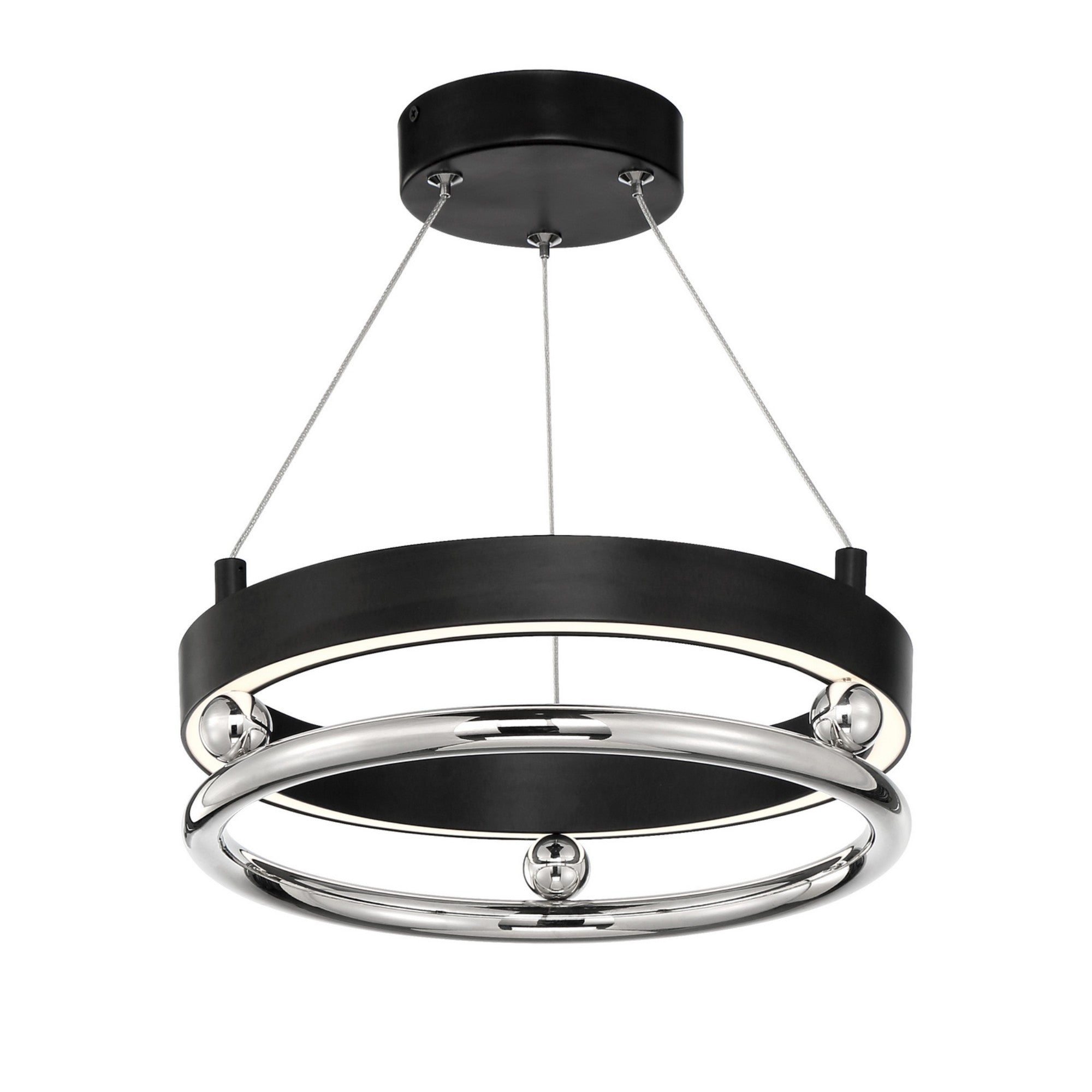 Grande Illusion 13" LED Semi-Flush Mount, Coal & Polished Nickel Highlights - Bees Lighting