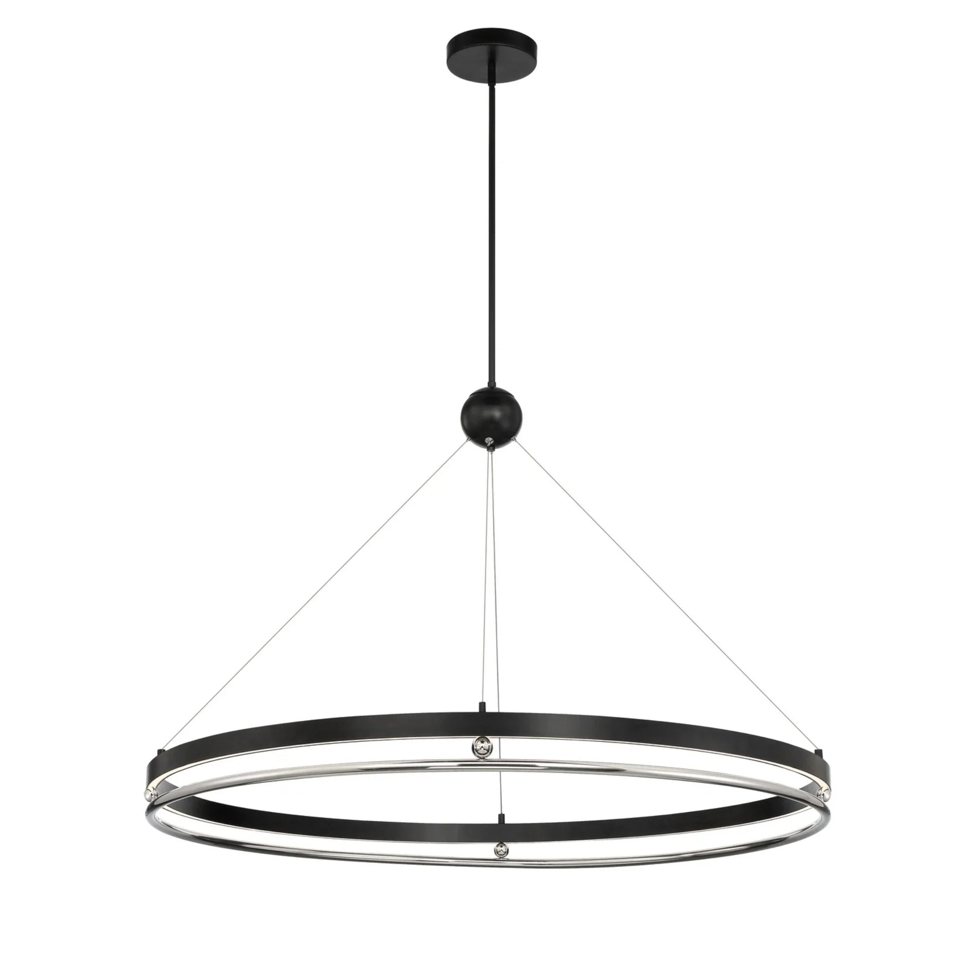 Grande Illusion 49" LED Pendant, Coal & Polished Nickel Highlights - Bees Lighting