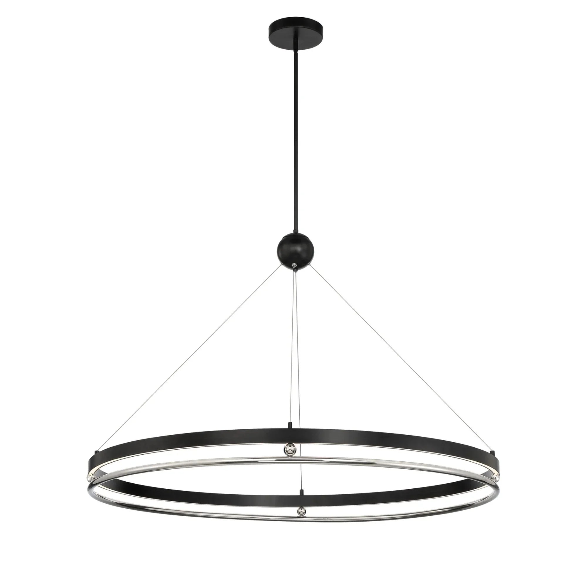 Grande Illusion 49" LED Pendant, Coal & Polished Nickel Highlights - Bees Lighting