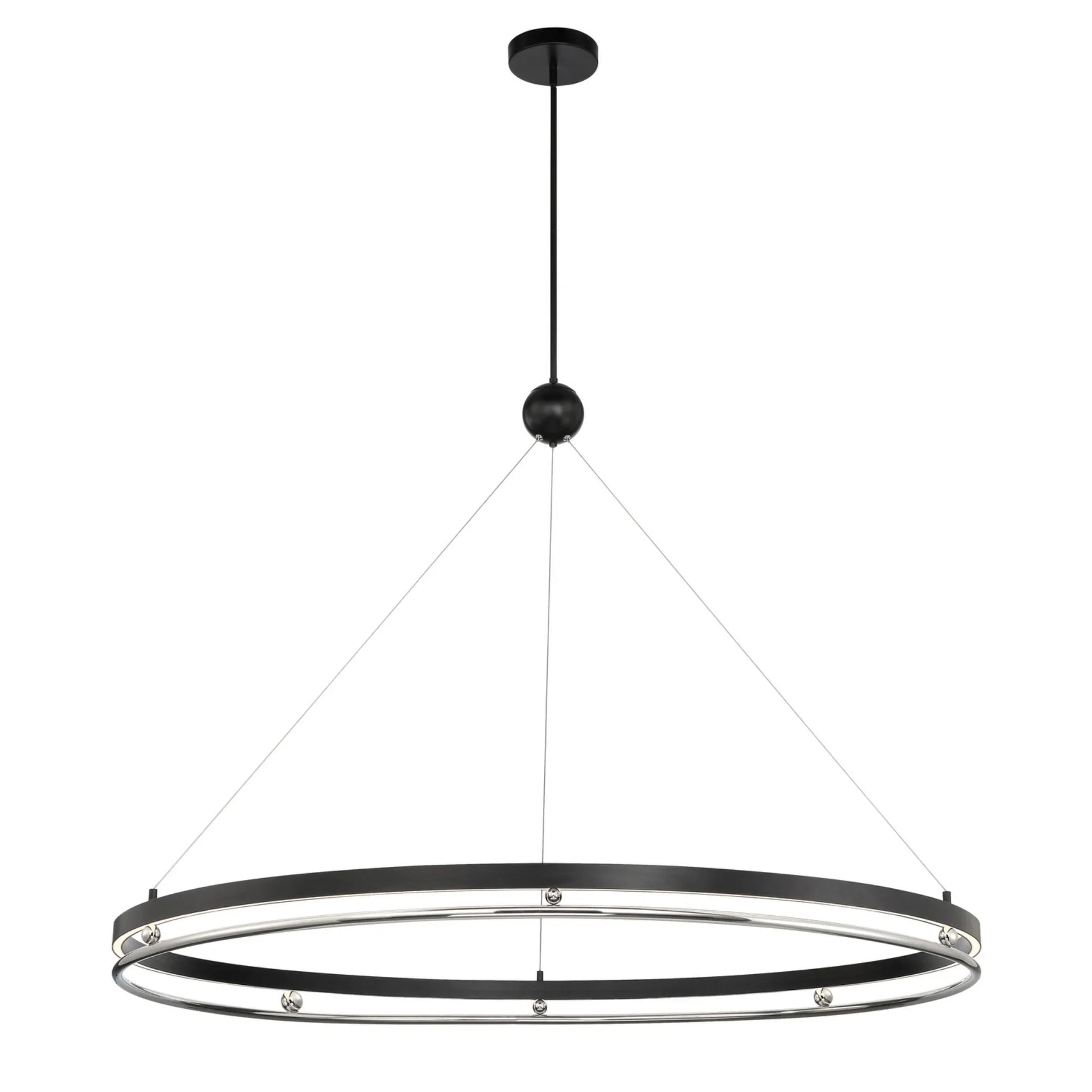 Grande Illusion 61" LED Pendant, Coal & Polished Nickel Highlights - Bees Lighting