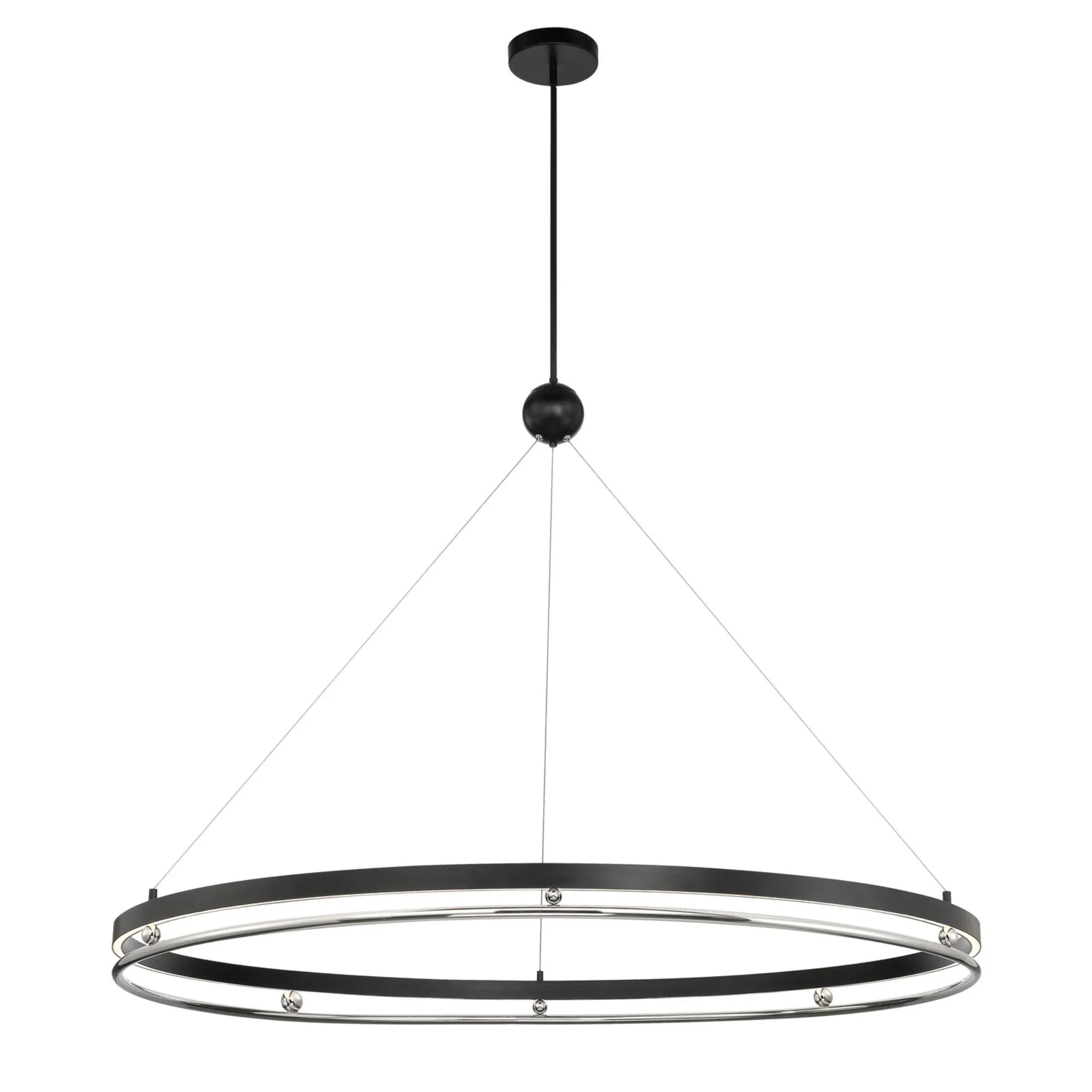 Grande Illusion 61" LED Pendant, Coal & Polished Nickel Highlights - Bees Lighting