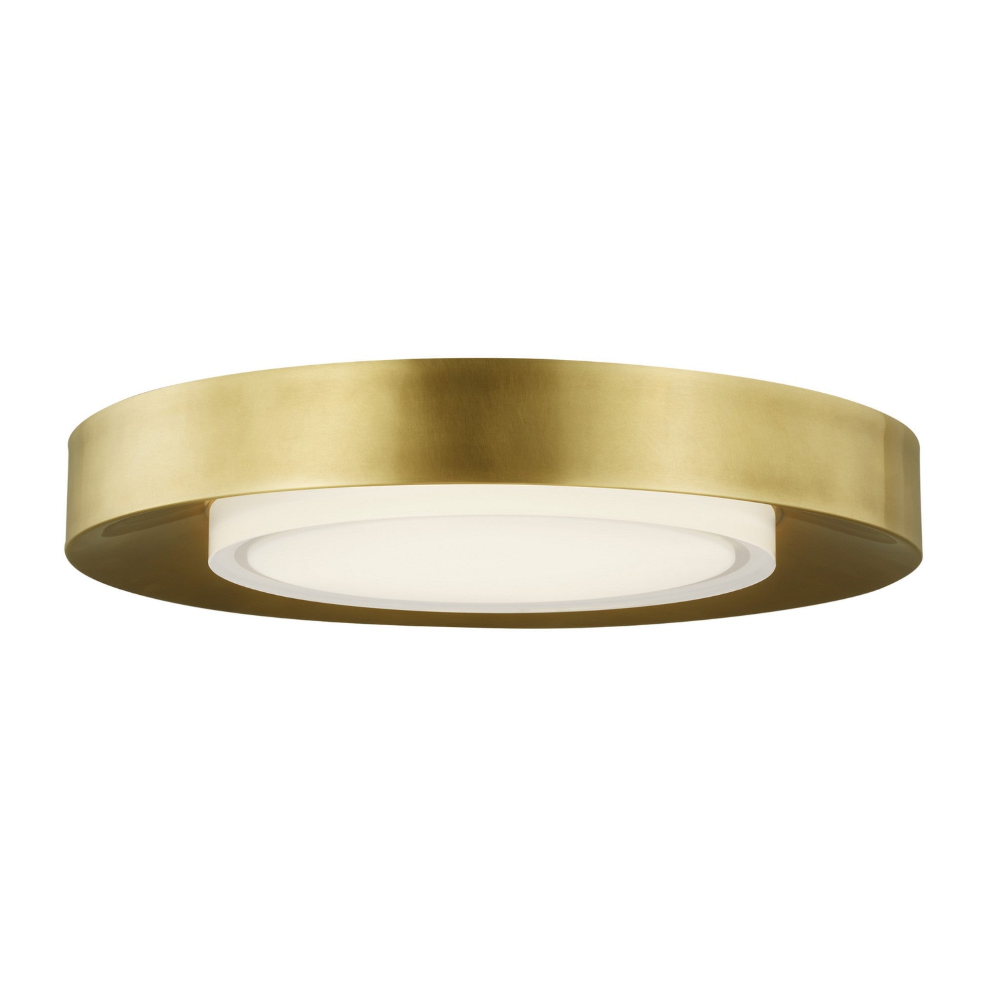 Hilo 16" LED Flush Mount, 120-277V, Natural Brass Finish - Bees Lighting