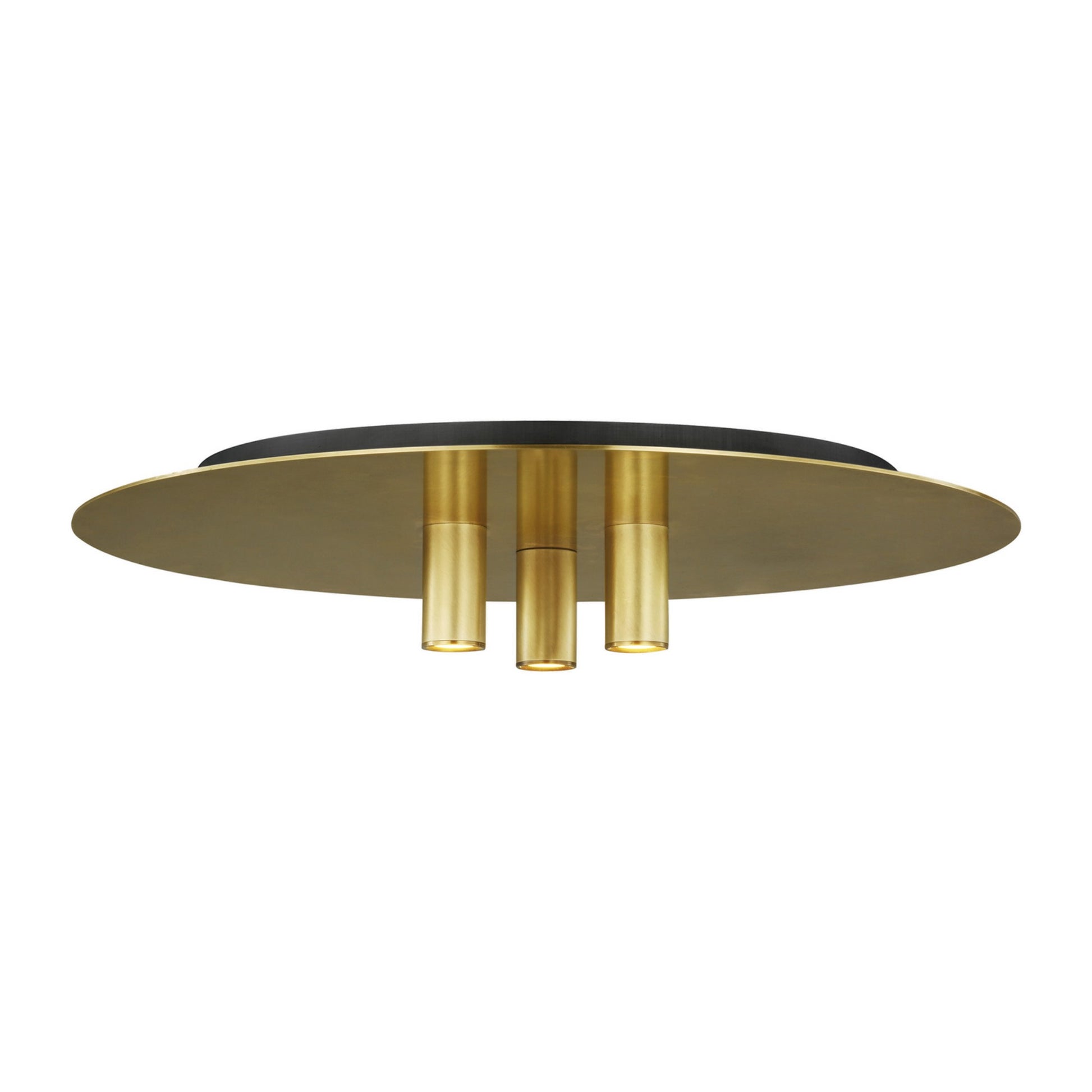 Ponte 16" LED Flush Mount, 120V, Natural Brass Finish - Bees Lighting