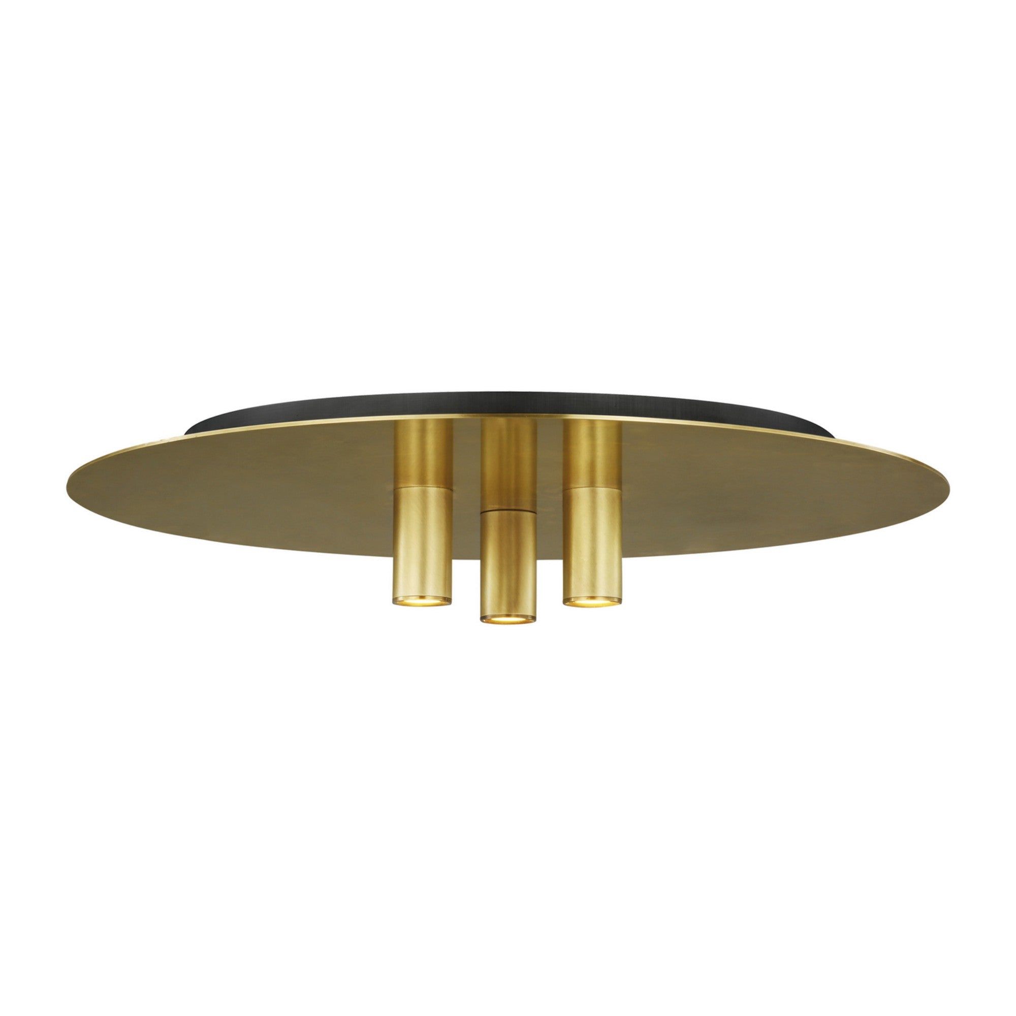 Ponte 16" LED Flush Mount, 120V, Natural Brass Finish - Bees Lighting