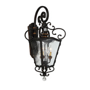 Brixton Ivey 32" 3-Light Outdoor Wall Lantern, Terraza Village Aged Patina & Gold Accents - Bees Lighting
