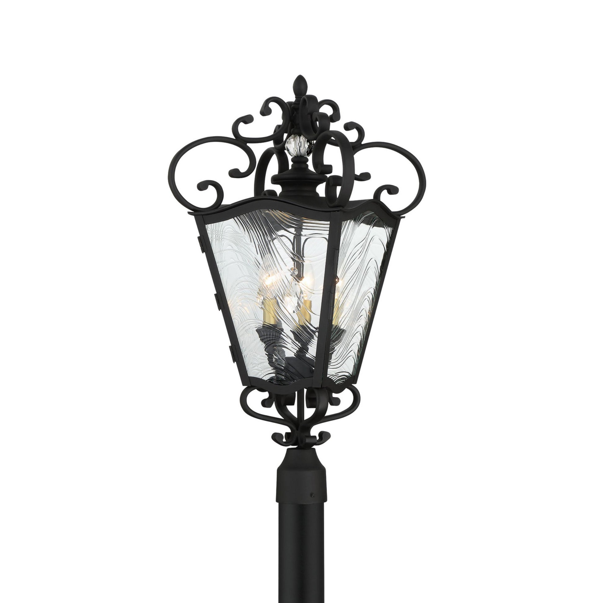 Brixton Ivy 28" 3-Light Outdoor Post Mount, Coal & Honey Gold Highlights - Bees Lighting