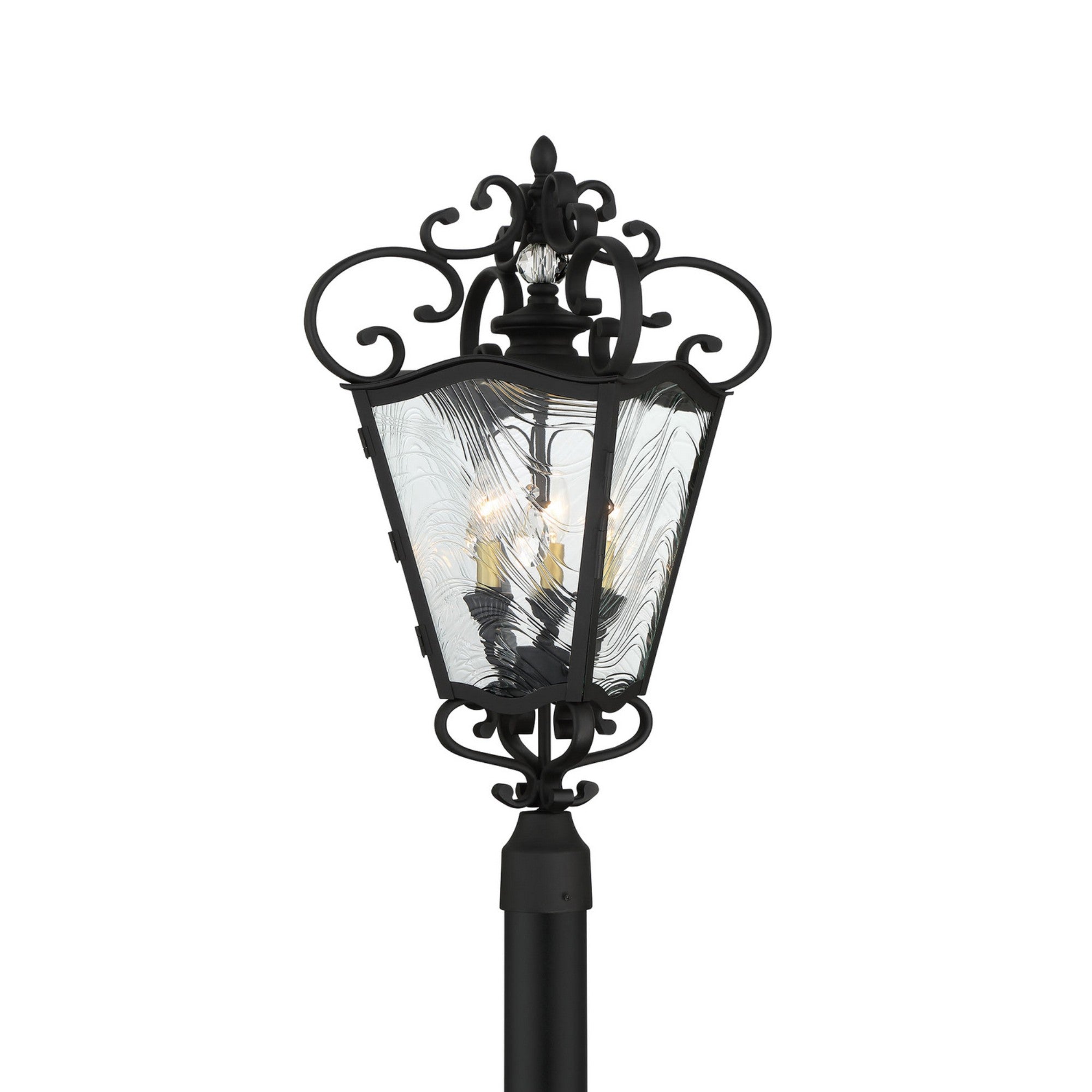 Brixton Ivy 28" 3-Light Outdoor Post Mount, Coal & Honey Gold Highlights - Bees Lighting