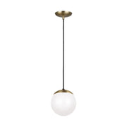 Leo Hanging Globe 8" LED Small Pendant, Satin Brass Finish - Bees Lighting