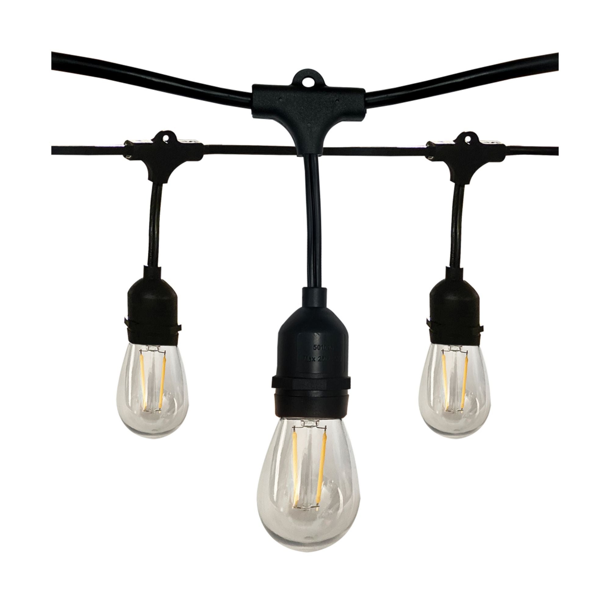 Indoor/Outdoor 24 Feet LED String Light, 12-LED Bulbs, 2700K - Bees Lighting