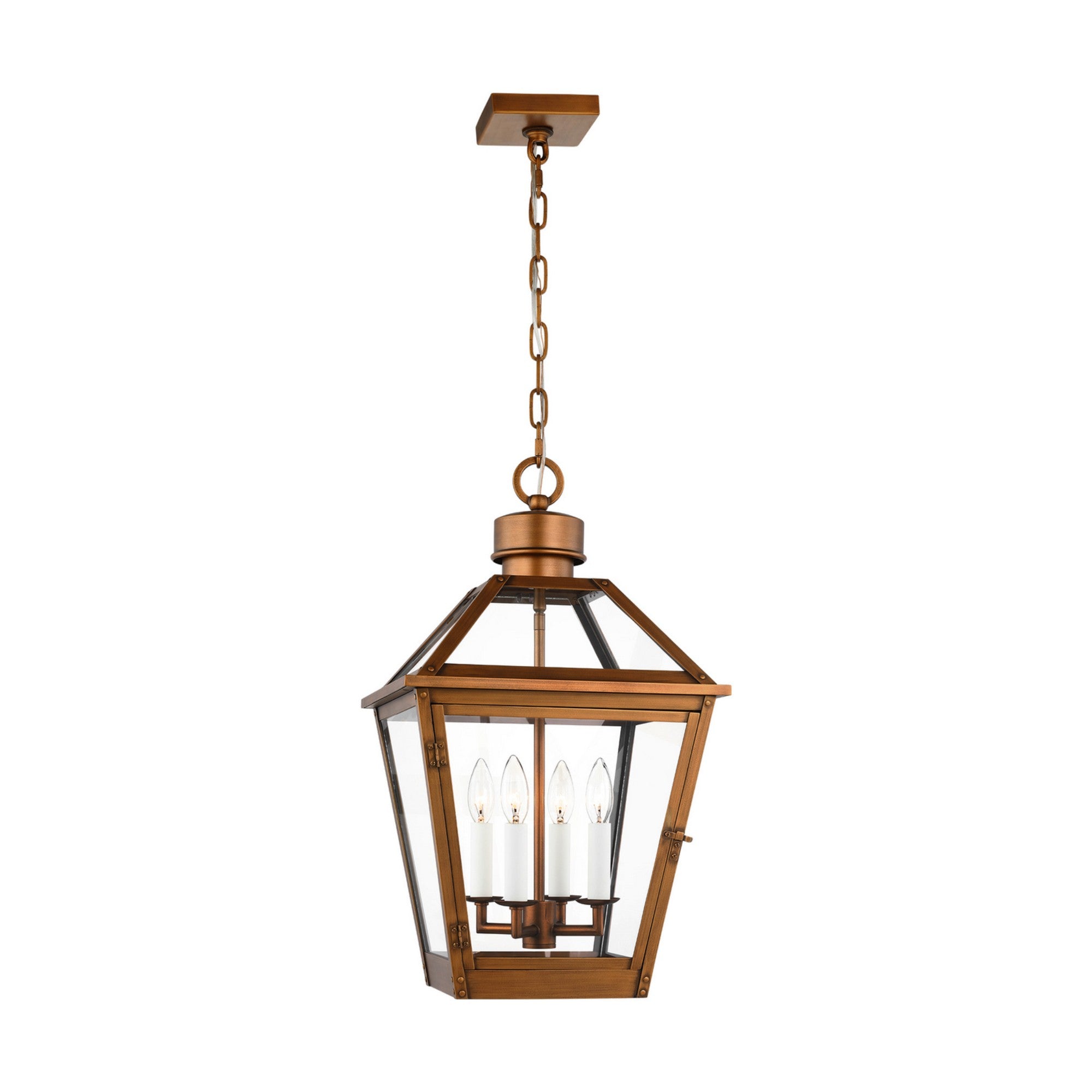 Hyannis 24" 4-Light Outdoor Pendant, Natural Copper Finish - Bees Lighting