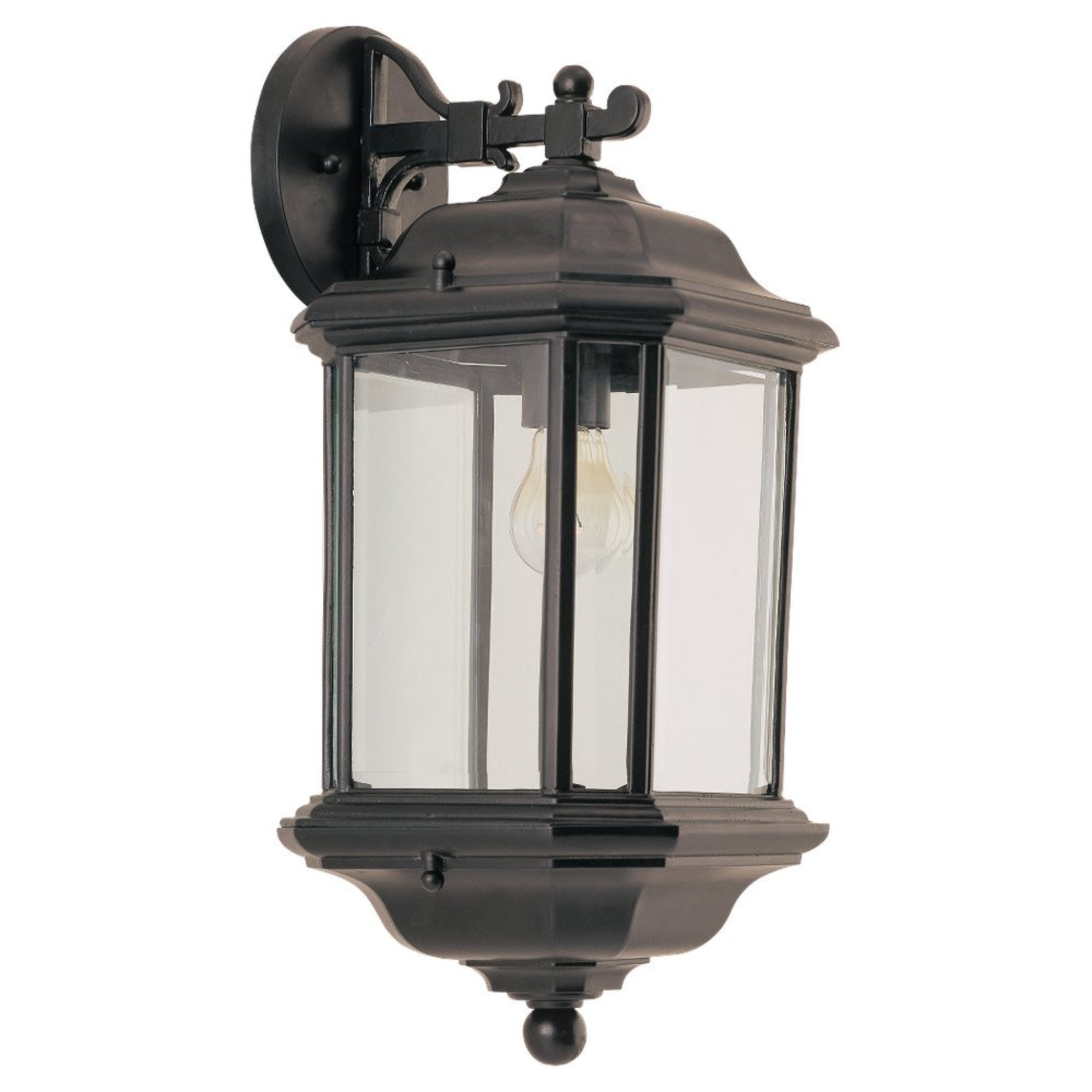 Kent 19" Outdoor Wall Lantern, Black Finish with Clear Glass - Bees Lighting