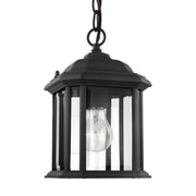 Kent 11" Outdoor Semi-Flush Convertible Pendant, Black Finish with Clear Glass - Bees Lighting