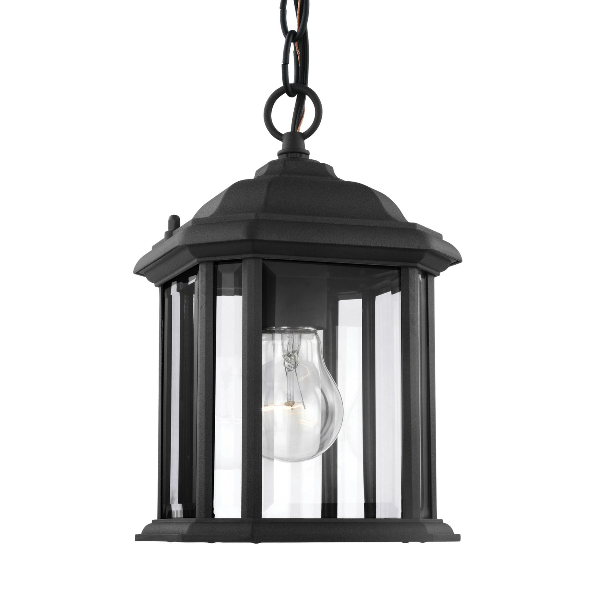 Kent 11" Outdoor Semi-Flush Convertible Pendant, Black Finish with Clear Glass - Bees Lighting