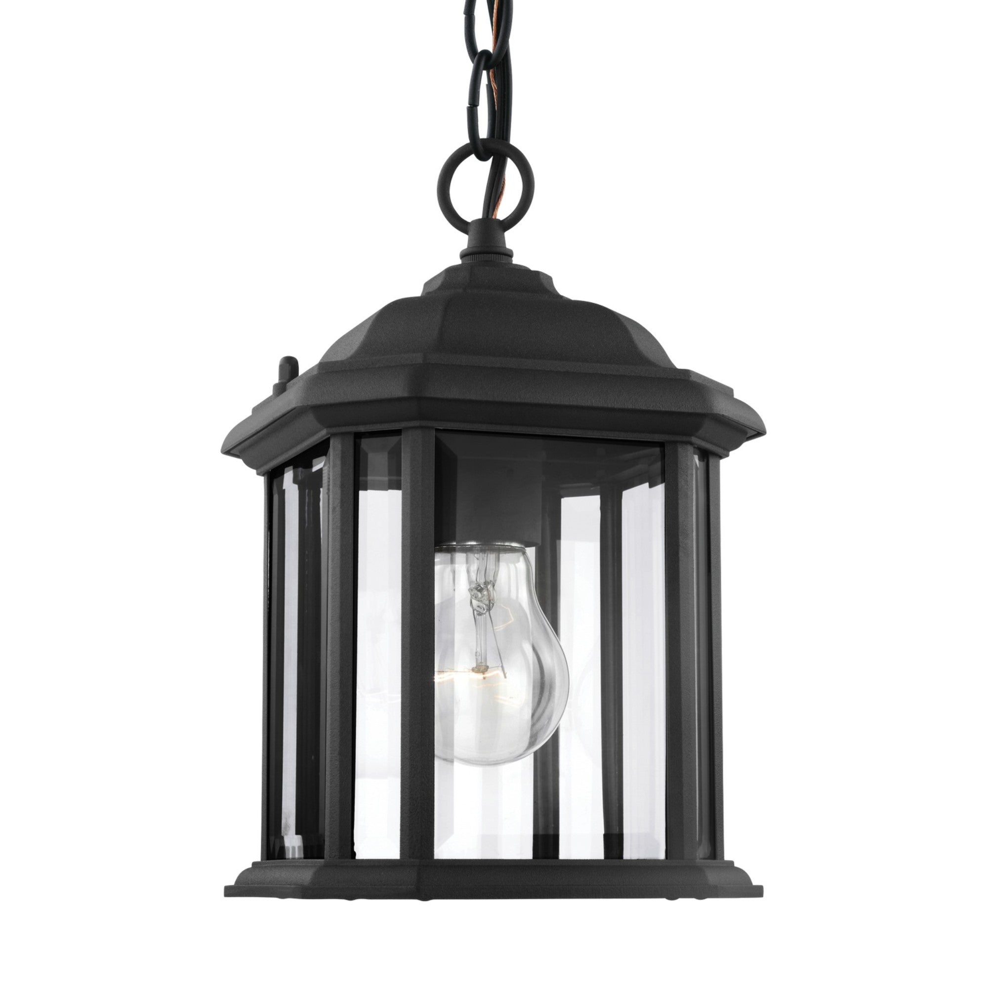 Kent 11" Outdoor Semi-Flush Convertible Pendant, Black Finish with Clear Glass - Bees Lighting
