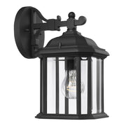 Kent 12" Outdoor Wall Lantern, Black Finish with Clear Glass - Bees Lighting