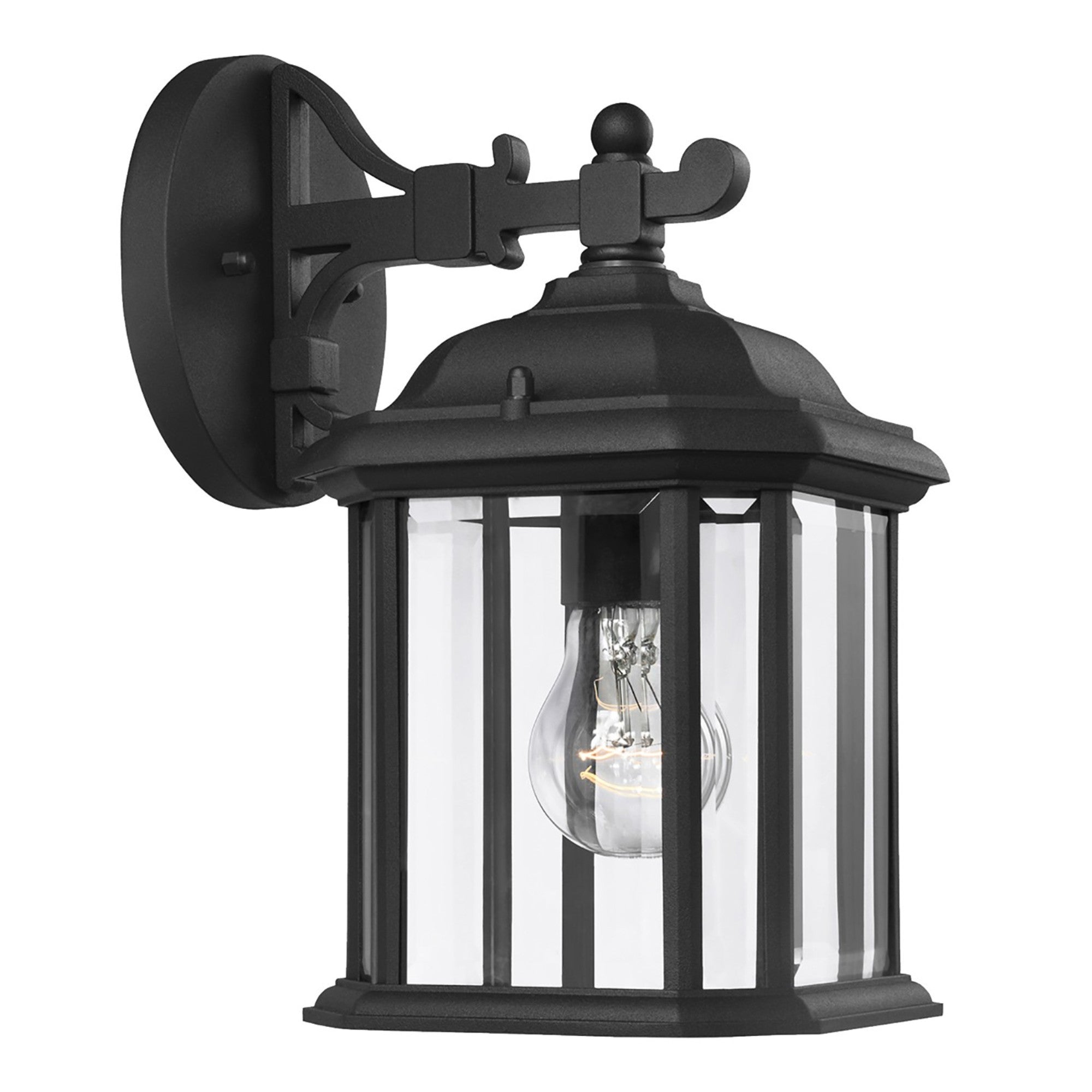 Kent 12" Outdoor Wall Lantern, Black Finish with Clear Glass - Bees Lighting