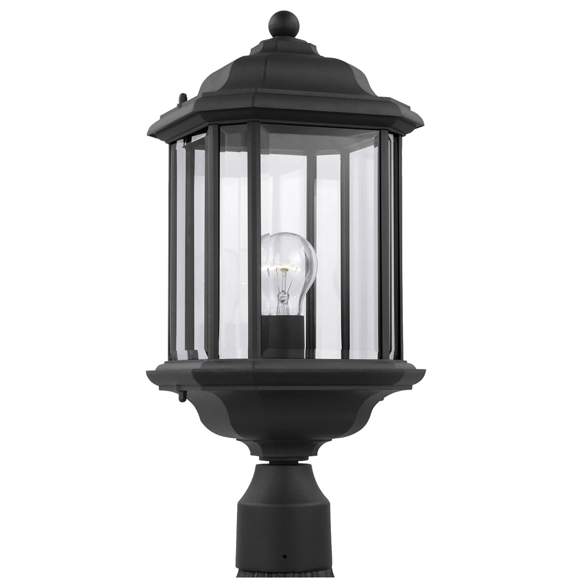 Kent 20" Outdoor Post Lantern, Black Finish with Clear Glass - Bees Lighting