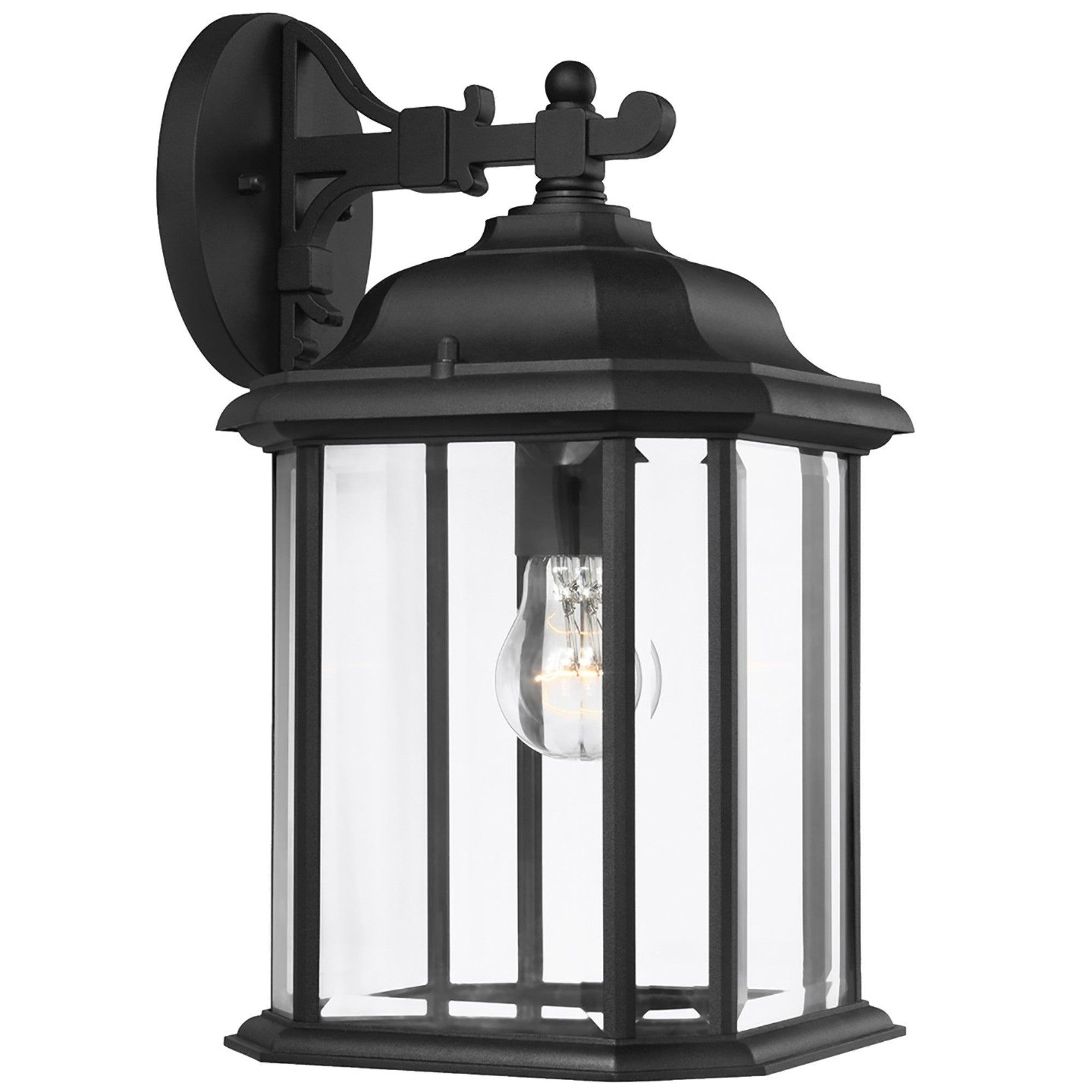 Kent 16" Outdoor Wall Lantern, Black Finish with Clear Glass - Bees Lighting