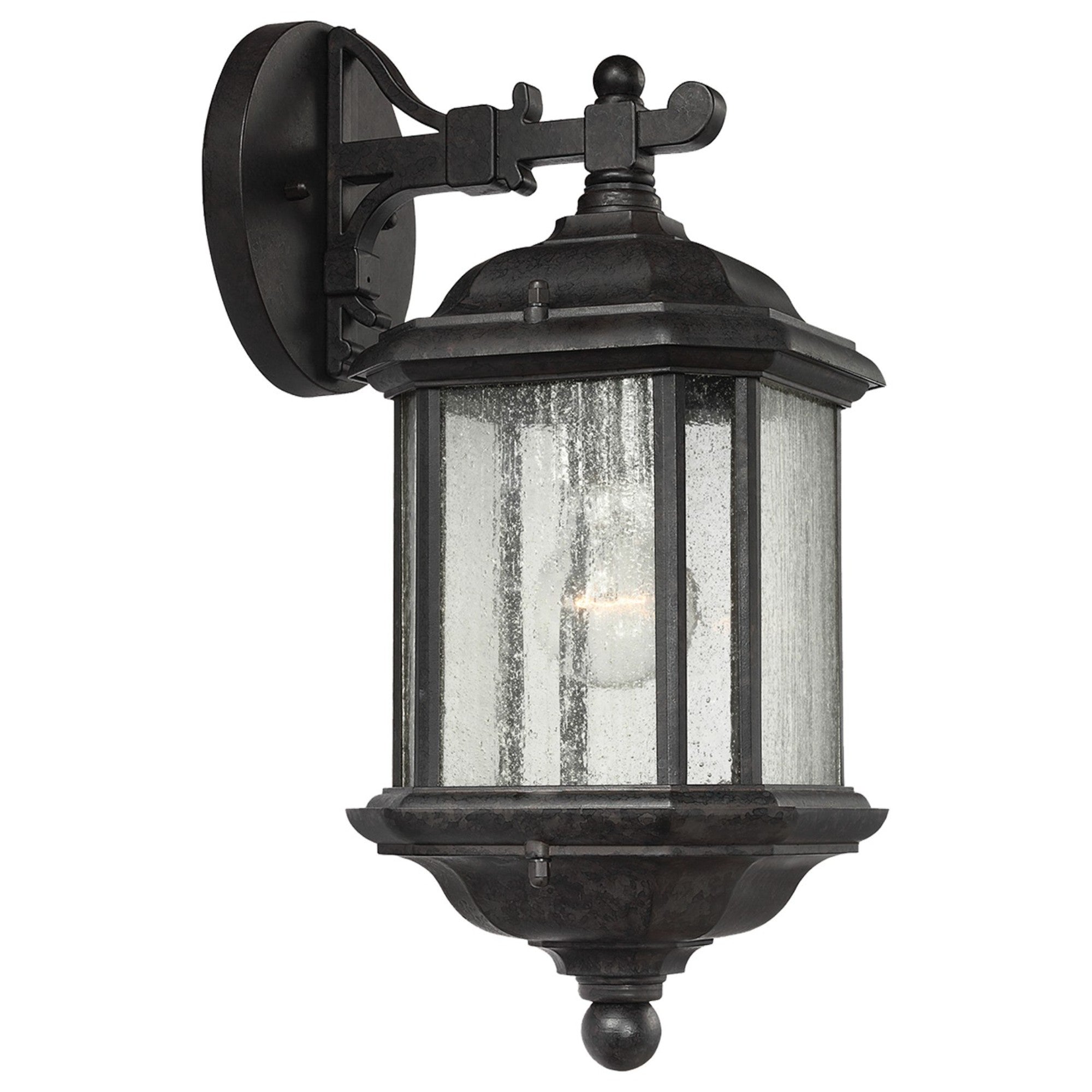 Kent 15" Outdoor Wall Lantern, Oxford Bronze Finish with Clear Seeded Glass - Bees Lighting