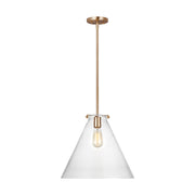 Kate 16" Cone Pendant, Satin Brass Finish - Bees Lighting