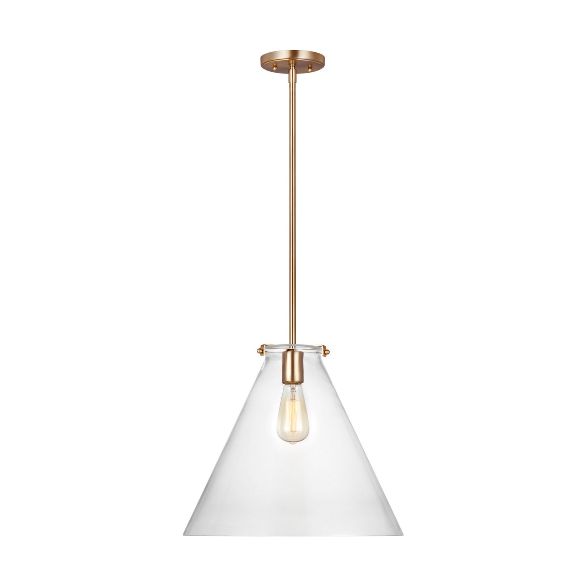 Kate 16" Cone Pendant, Satin Brass Finish - Bees Lighting