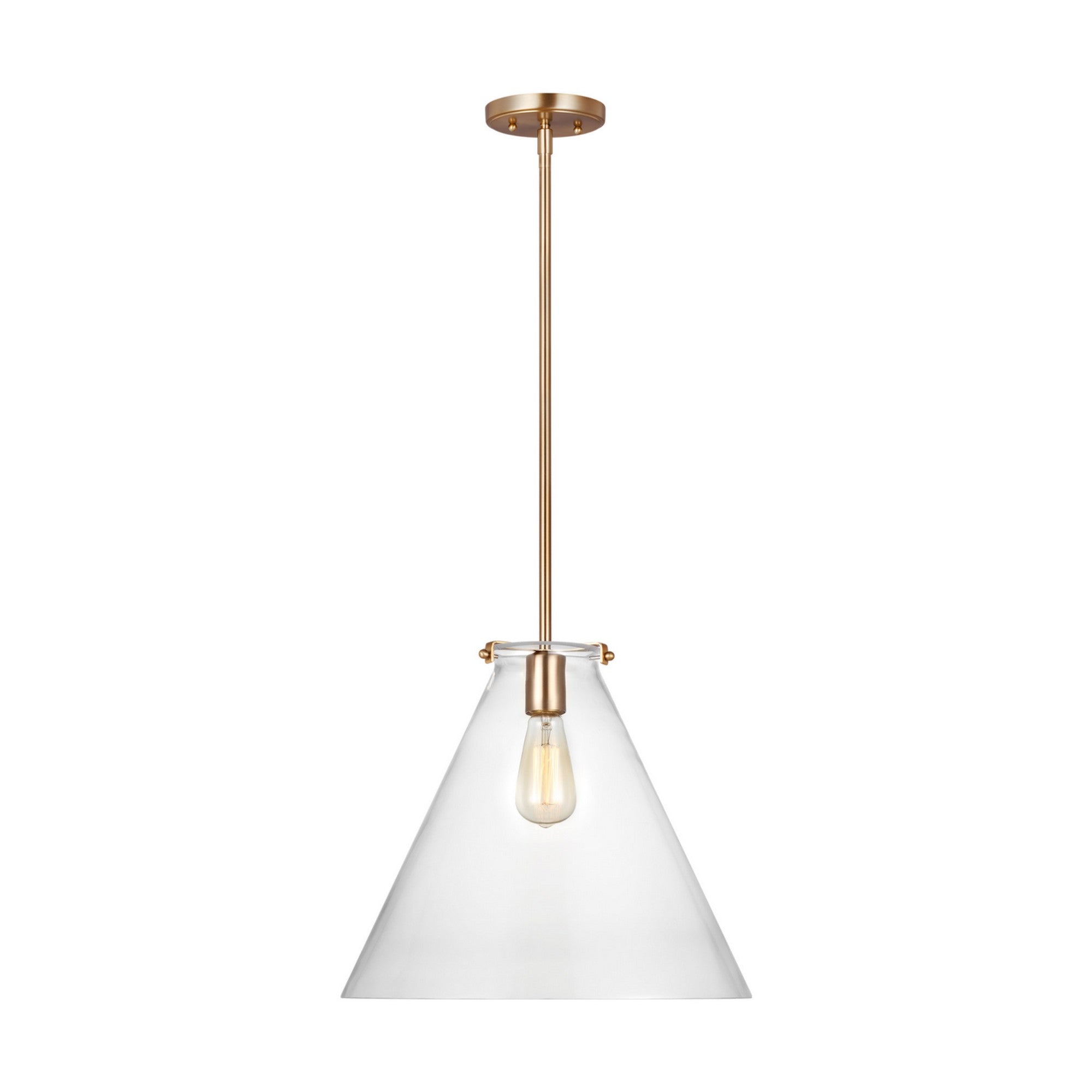 Kate 16" Cone Pendant, Satin Brass Finish - Bees Lighting