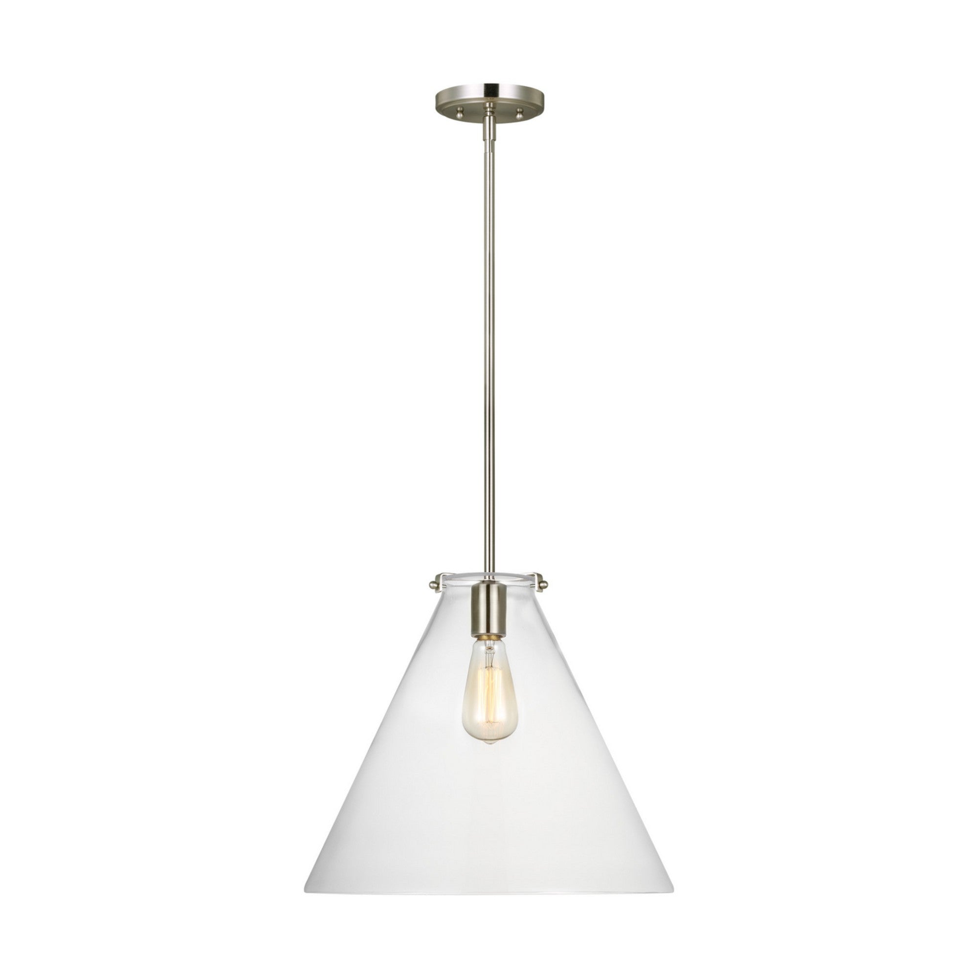 Kate 16" Cone Pendant, Brushed Nickel Finish - Bees Lighting