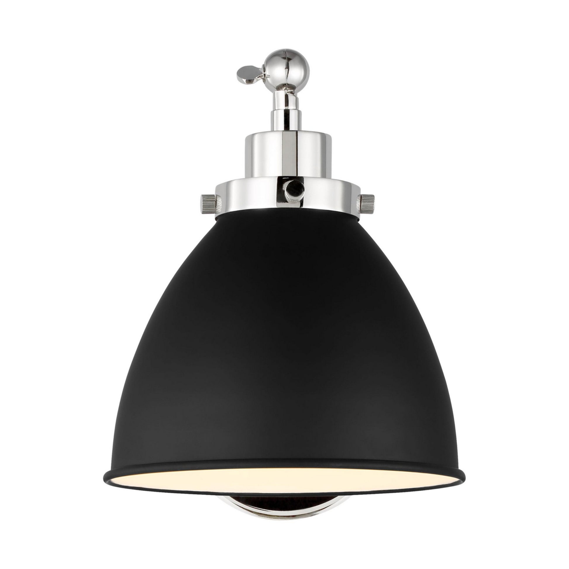 Wellfleet Single Arm Dome Task Sconce, Midnight Black & Polished Nickel Finish - Bees Lighting