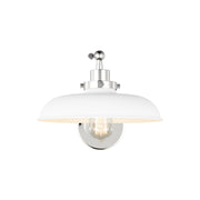 Wellfleet Single Arm Wide Task Sconce, Matte White & Polished Nickel Finish - Bees Lighting