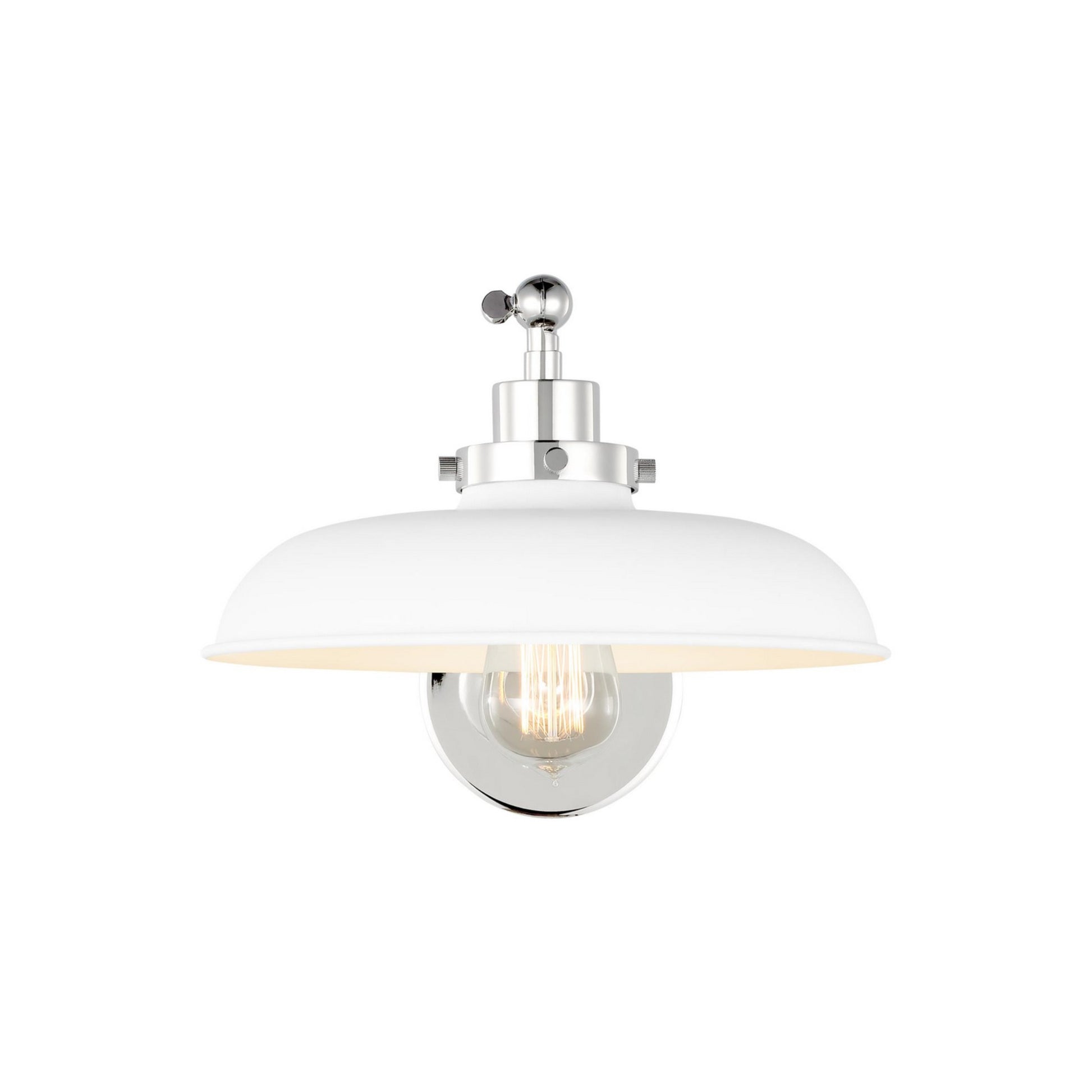 Wellfleet Single Arm Wide Task Sconce, Matte White & Polished Nickel Finish - Bees Lighting