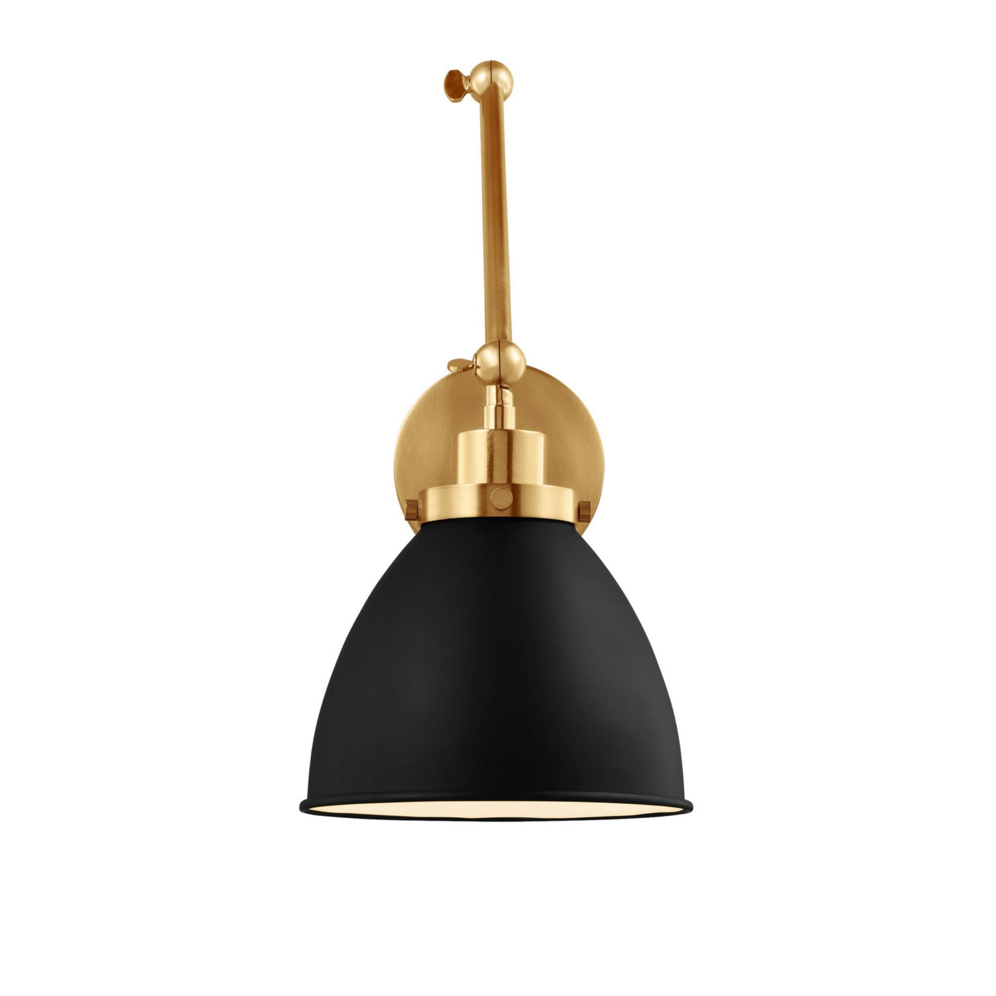 Wellfleet Double Arm Dome Task Sconce, Midnight Black & Burnished Brass Finish - Bees Lighting