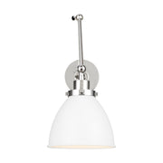Wellfleet Double Arm Dome Task Sconce, Matte White & Polished Nickel Finish - Bees Lighting