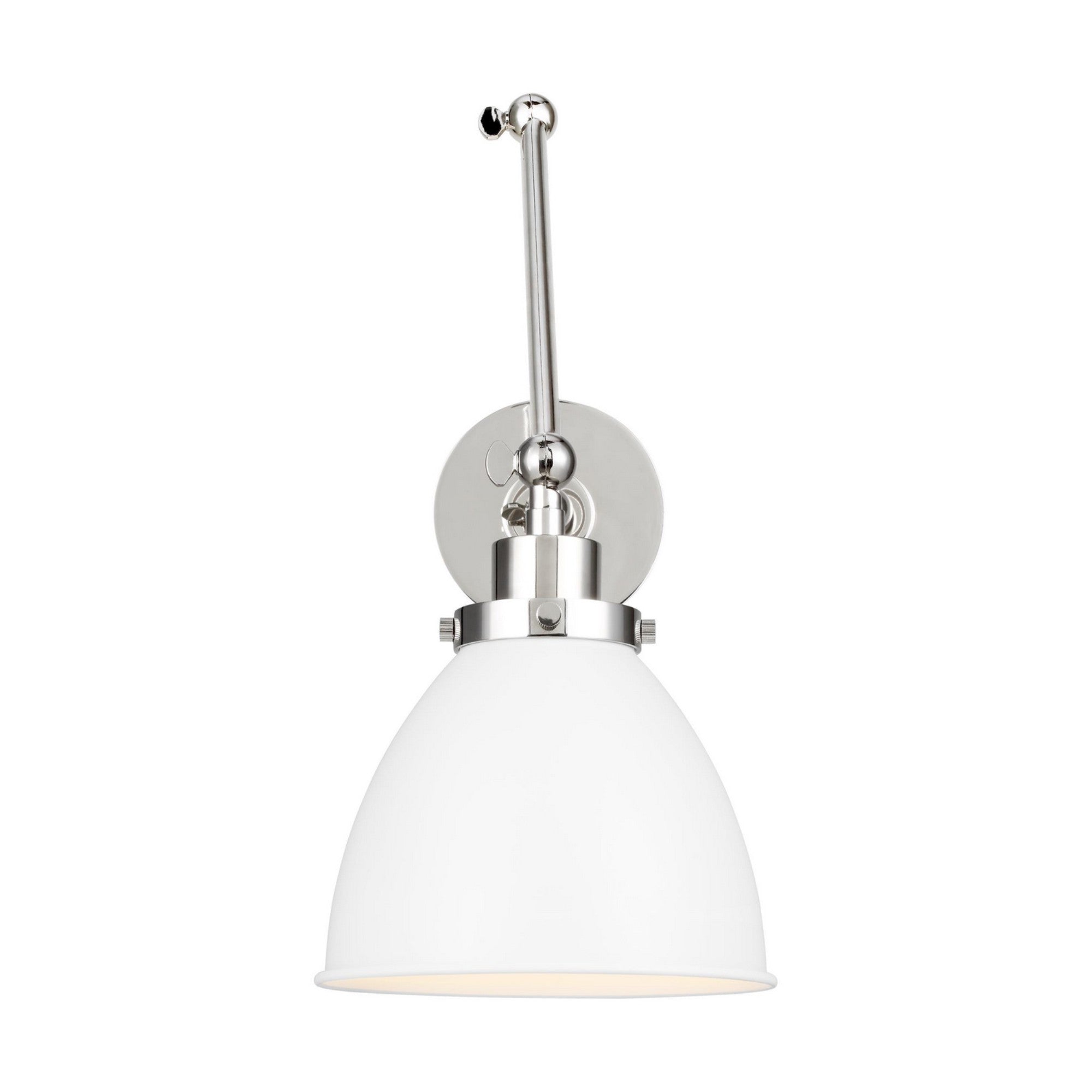 Wellfleet Double Arm Dome Task Sconce, Matte White & Polished Nickel Finish - Bees Lighting