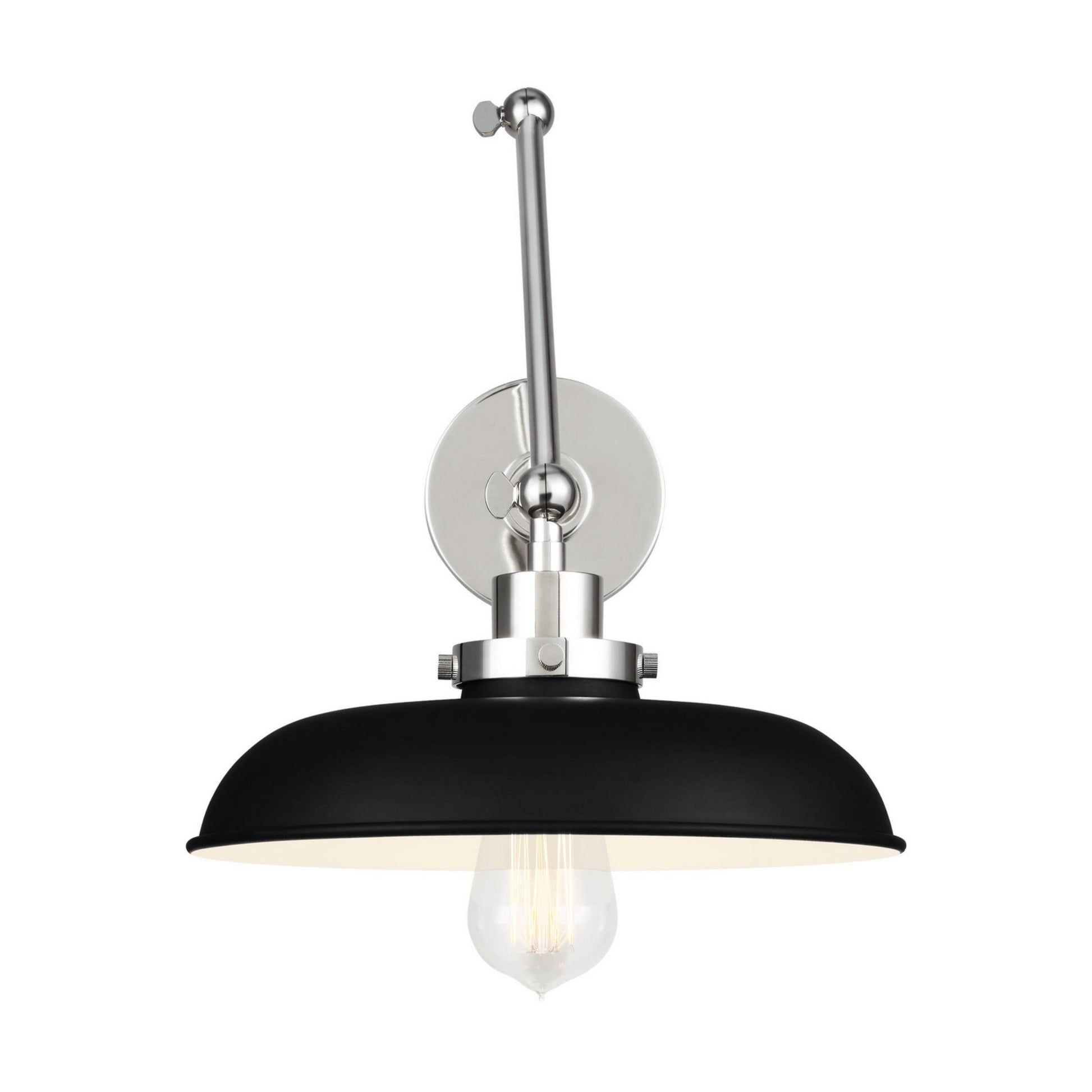 Wellfleet Double Arm Wide Task Sconce, Midnight Black & Polished Nickel Finish - Bees Lighting