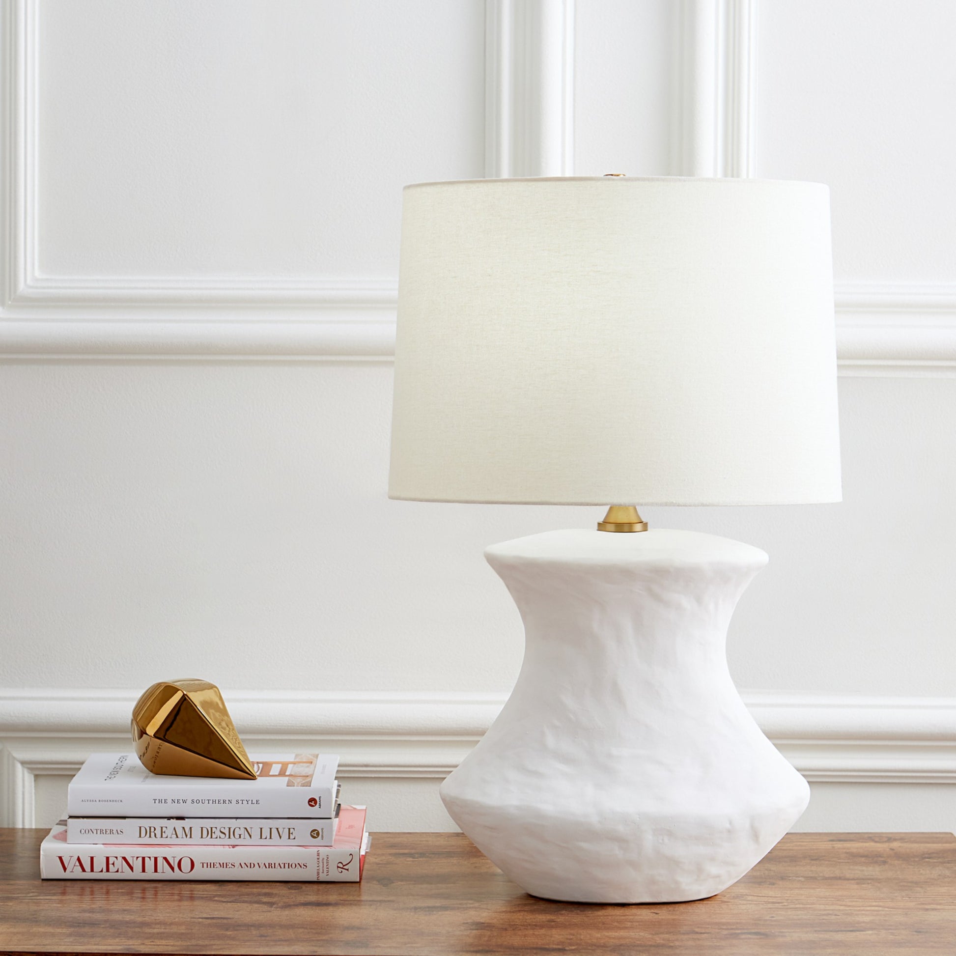 Bone Table Lamp, Matte White Ceramic Finish - Bees Lighting