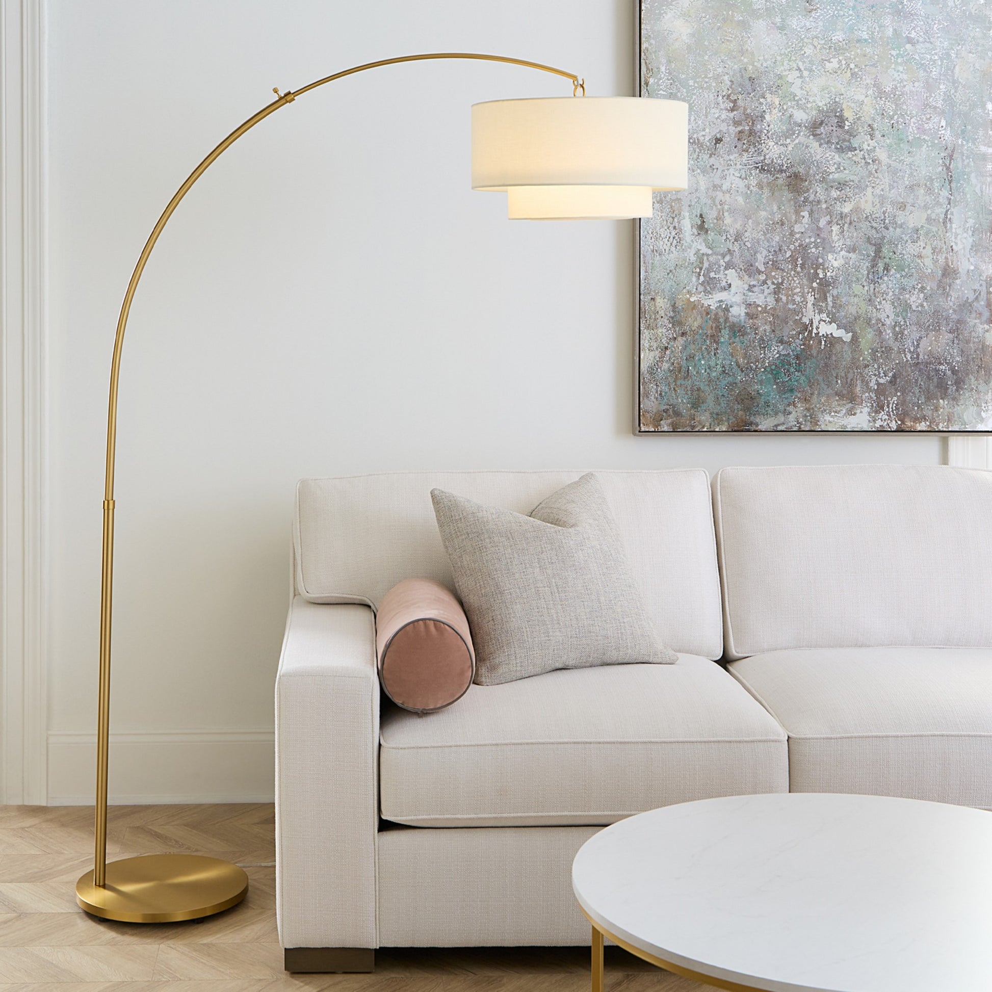 Sawyer 75" Floor Lamp, Burnished Brass Finish - Bees Lighting