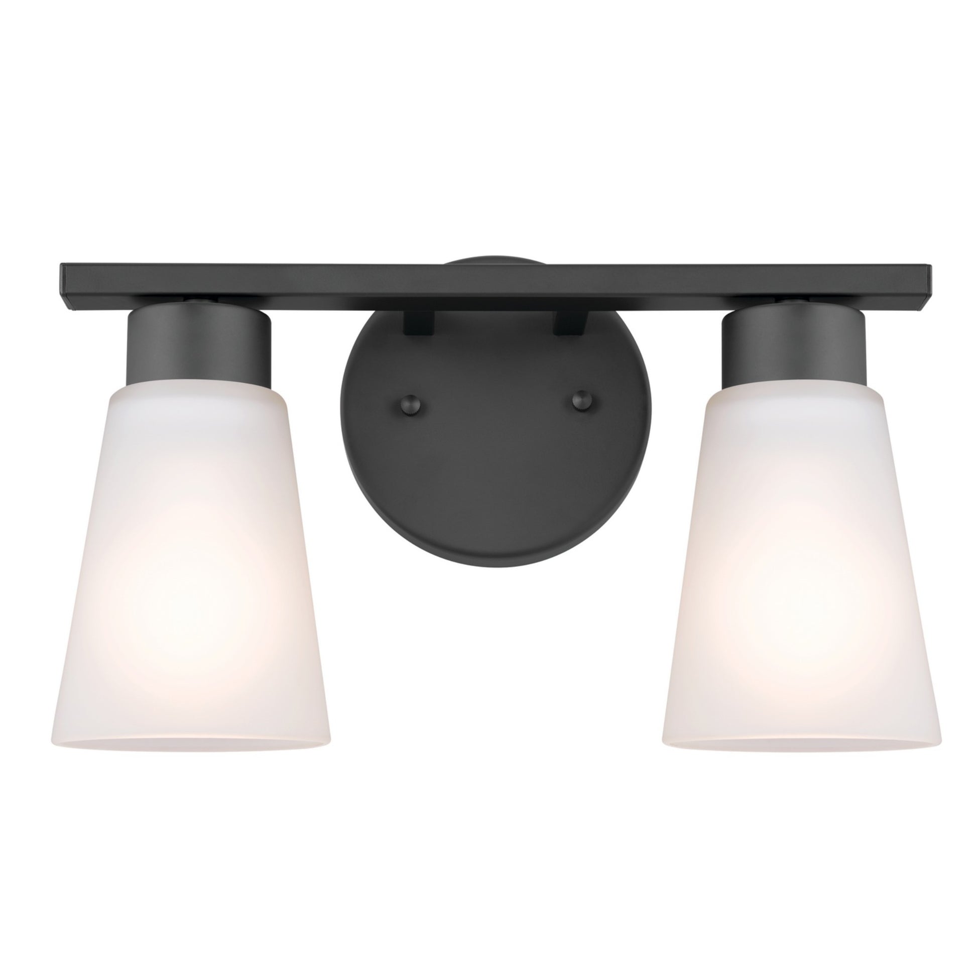 Stamos 13" 2-Light Bath Vanity Light, Black Finish - Bees Lighting