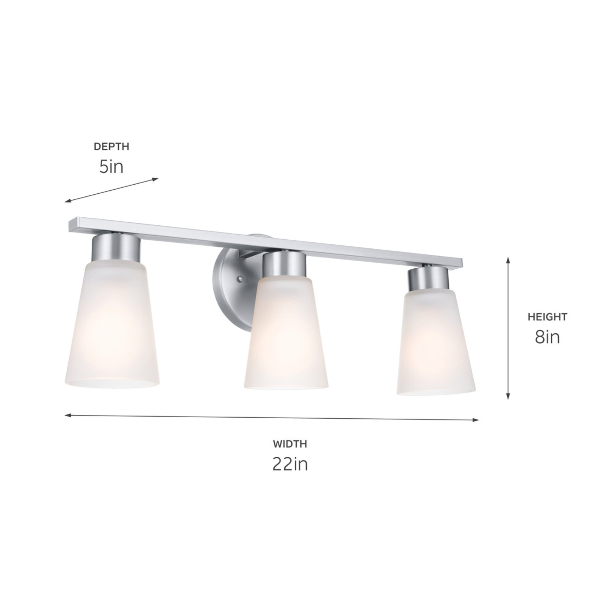 Stamos 22" 3-Light Bath Vanity Light, Brushed Nickel Finish - Bees Lighting