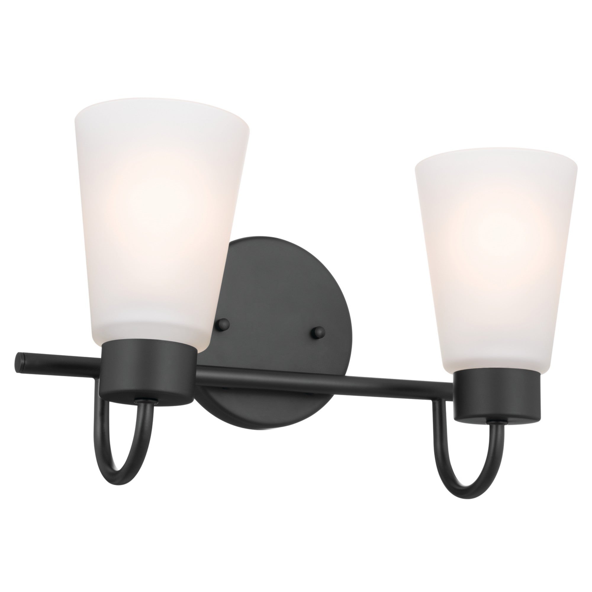 Erma 14" 2-Light Bath Vanity Light, Black Finish - Bees Lighting