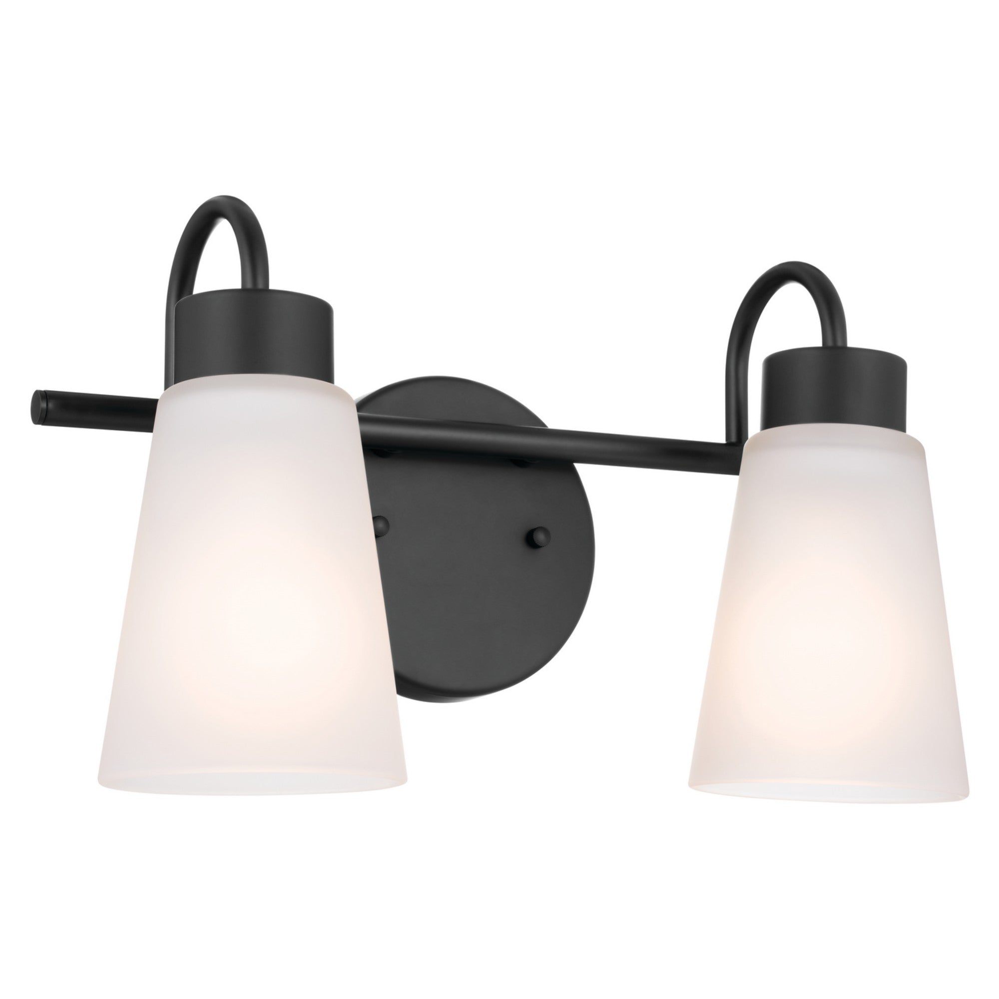 Erma 14" 2-Light Bath Vanity Light, Black Finish - Bees Lighting