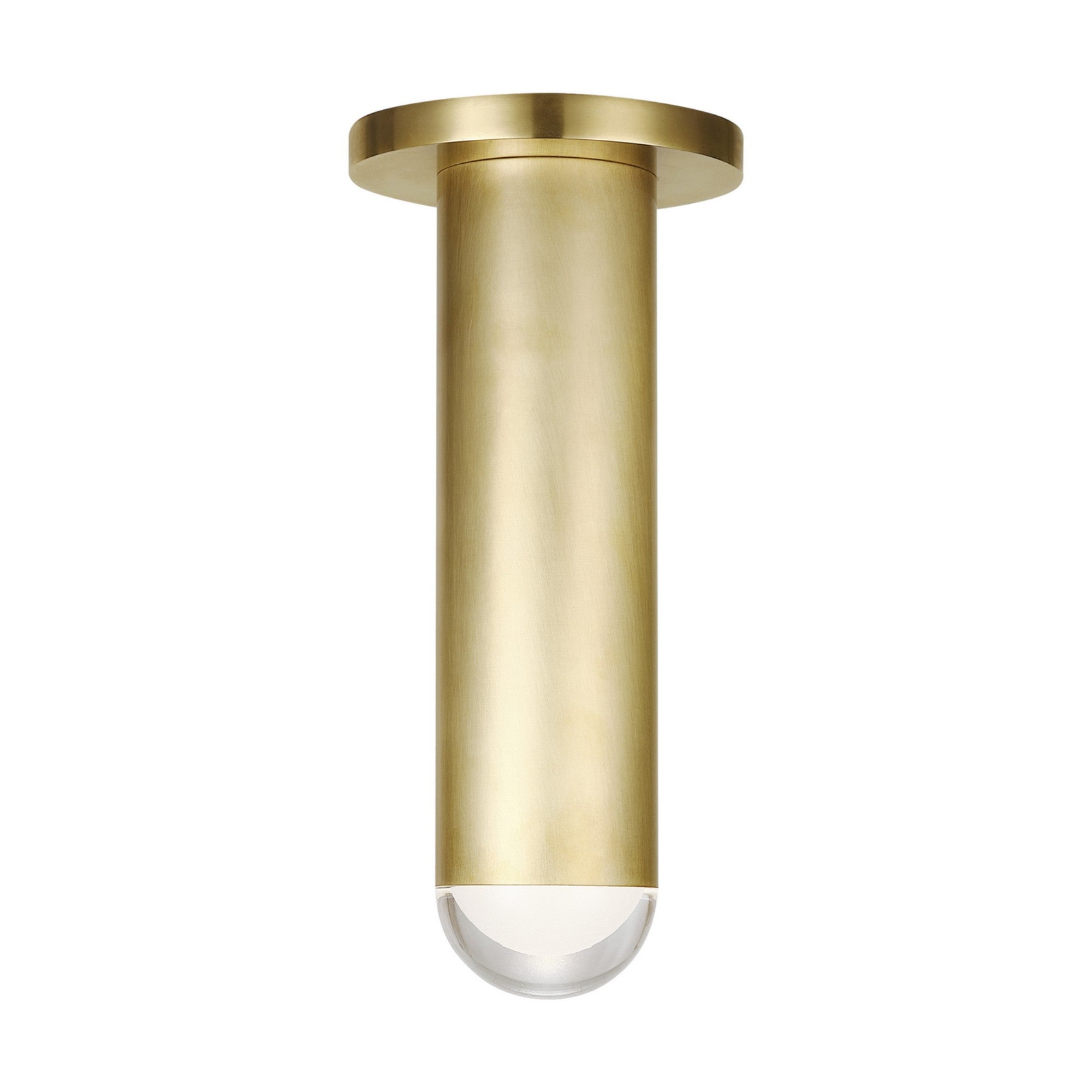 Ebell 10" LED Medium Flush Mount, 120-277V, Natural Brass Finish - Bees Lighting