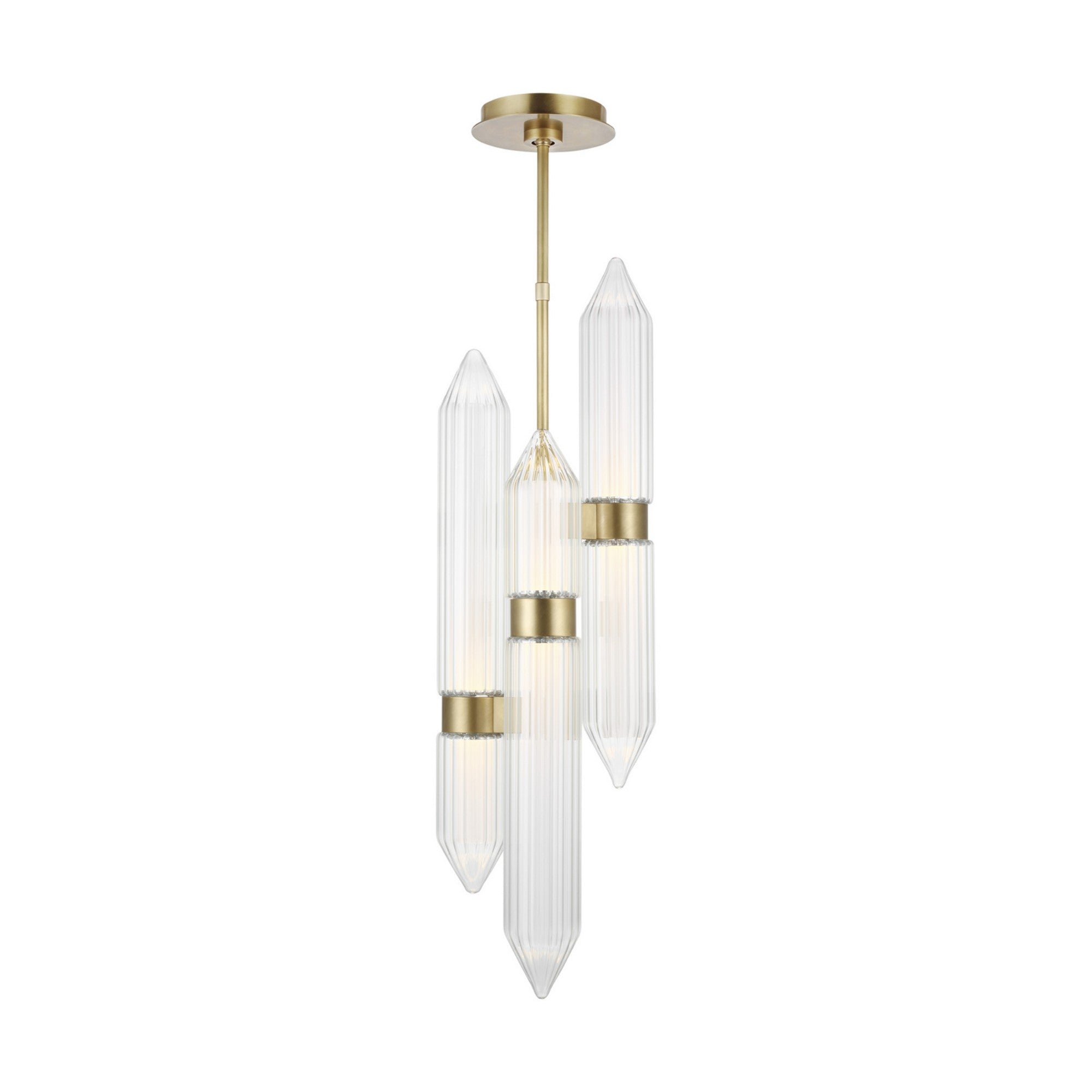 Langston 34" LED Pendant, 277V, Plated Brass Finish - Bees Lighting